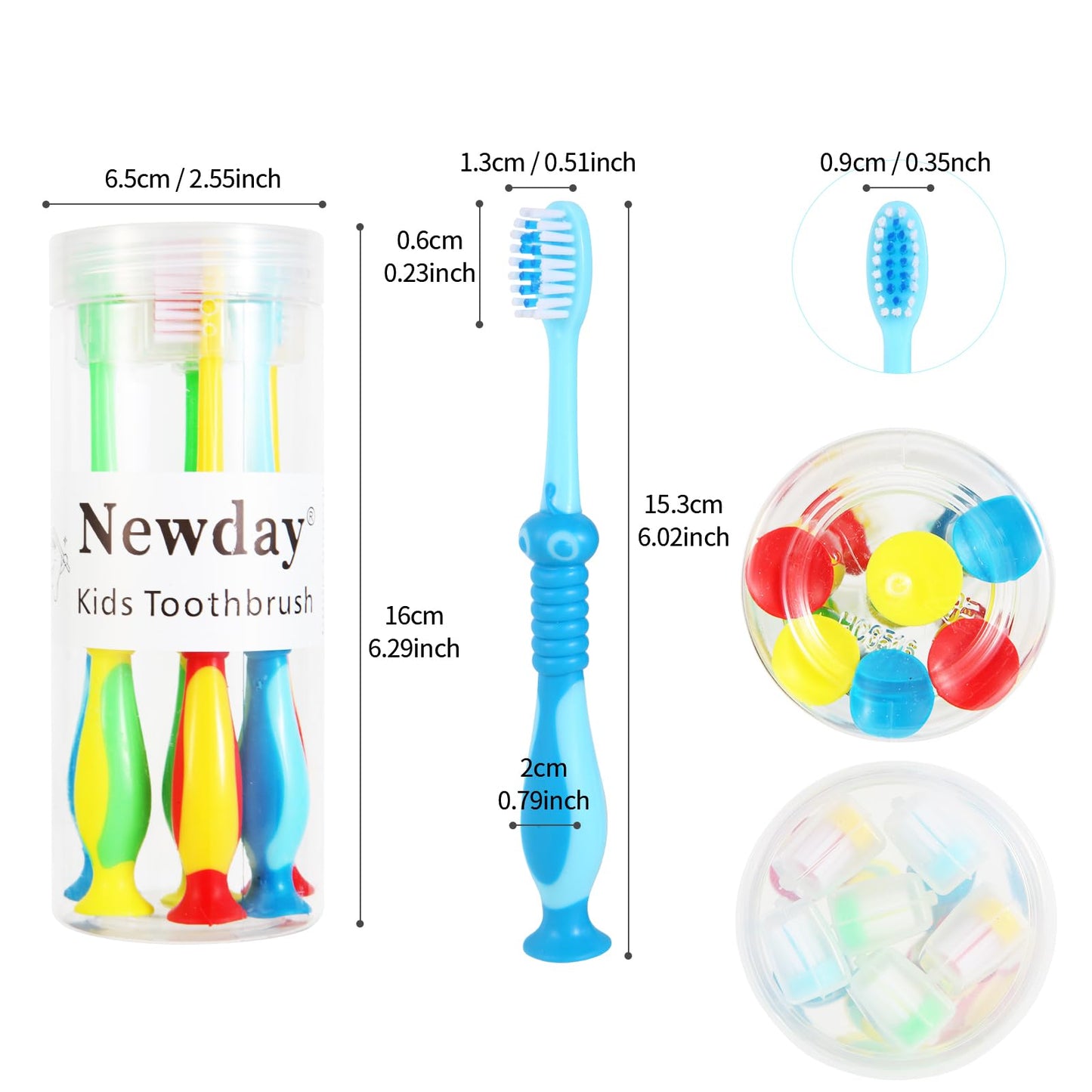 Kids toothbrushes 6 Pack Set Soft Bristles with Suction Cup, Includes Travel Covers, Bear Panda toothbrushes for Kids Boys & Girls, Toddlers &Children Teeth Age 3+