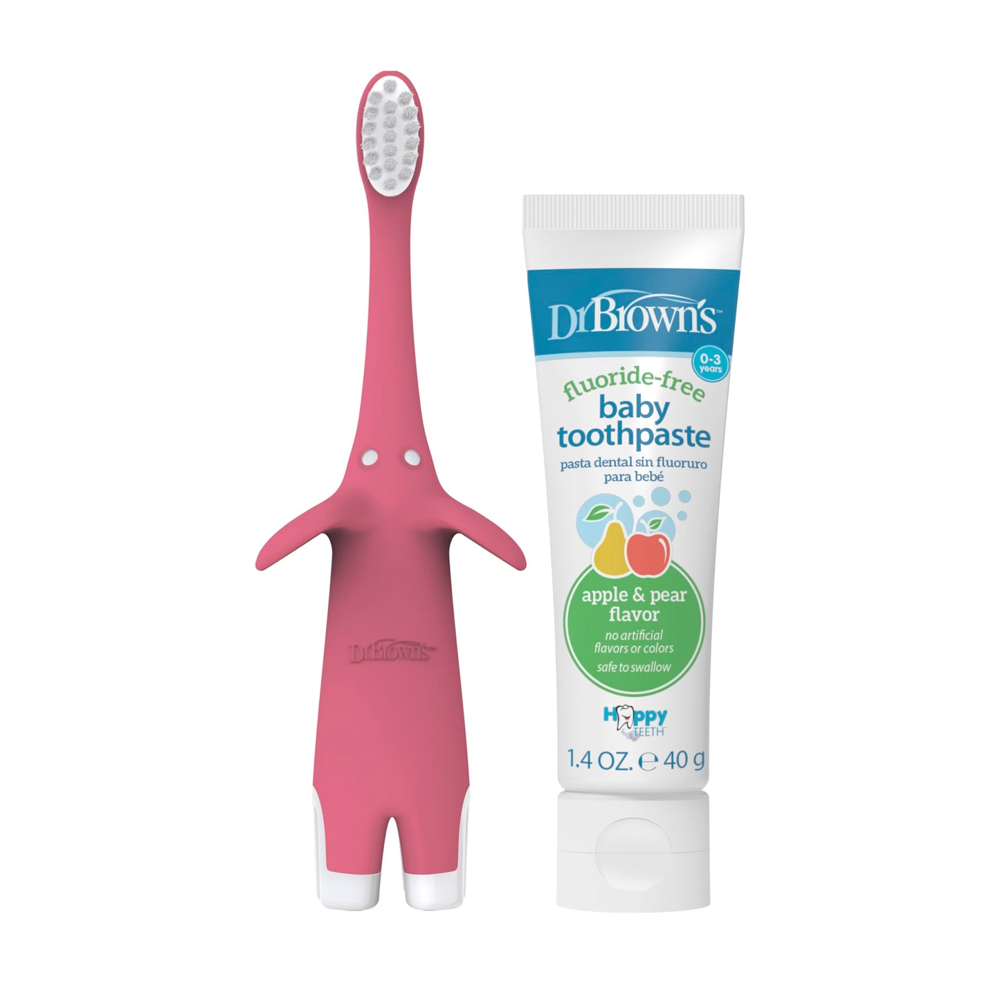 Dr. Brown's Infant-to-Toddler Training Toothbrush, Soft for Baby's First Teeth, Pink Elephant, 0-3 Years (Colors/Styles May Vary)