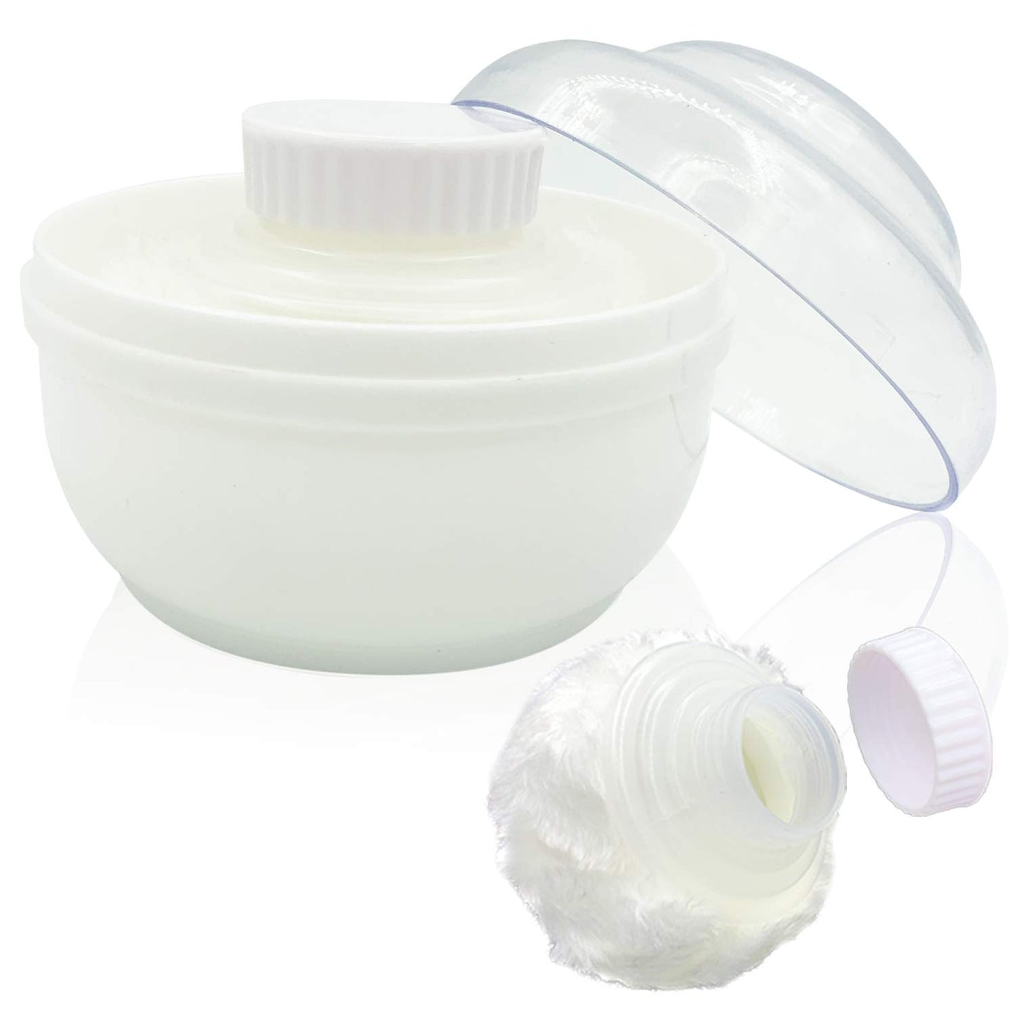 BPA Free Baby Powder Puff Box, Large 2.8" Fluffy Body After-Bath Powder Case, Baby Care Face/Body Villus Powder Puff Container, Makeup Cosmetic Talcum Powder Container with Hand Holder (Pink)