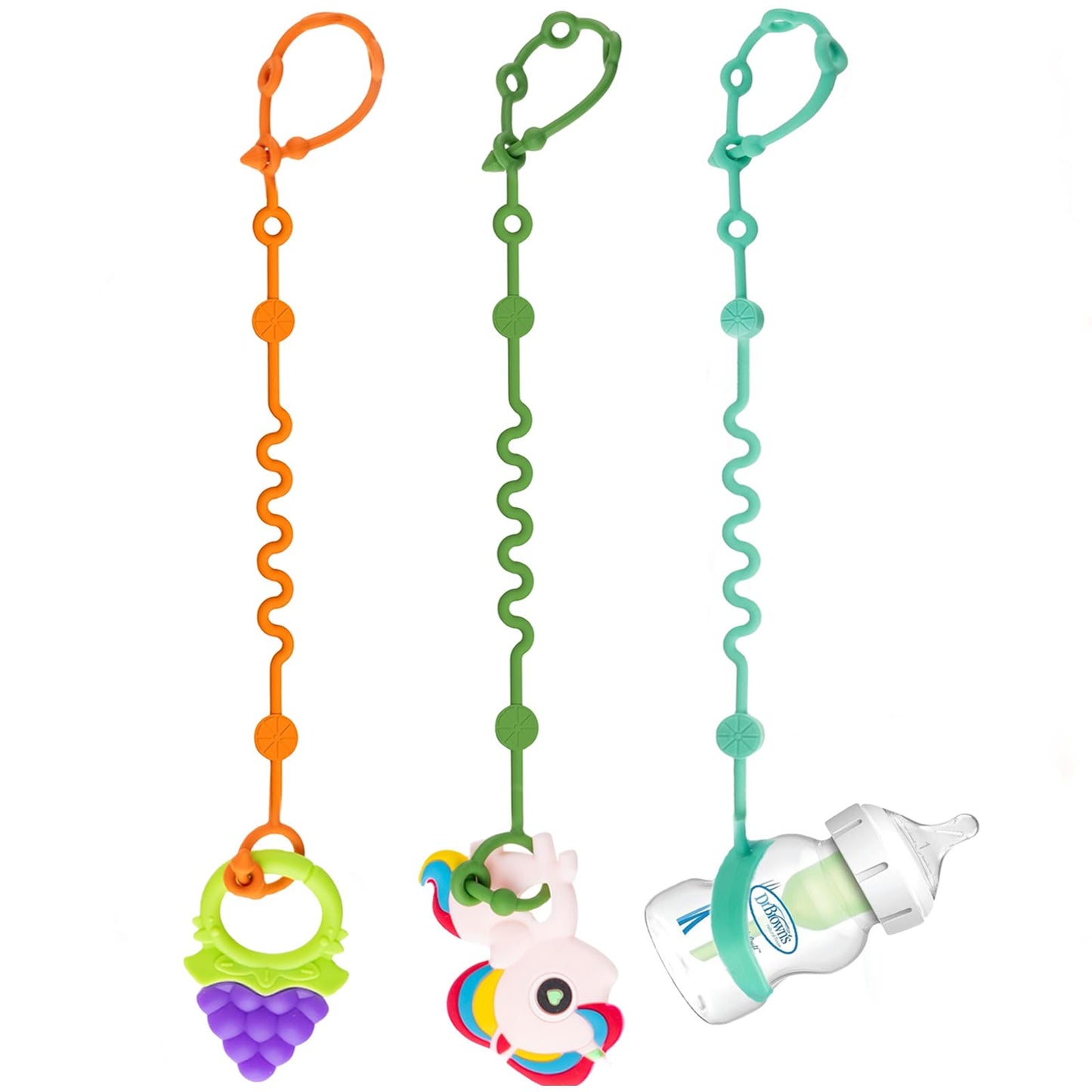 Toy Straps for Baby, 5pcs Adjustable Toy Holder for Stroller Accessories, Silicone Baby Tether Pacifier Clip, No Throw Baby Travel Essential Leash for High Chair, Car Seat (Gril-5 Pack)
