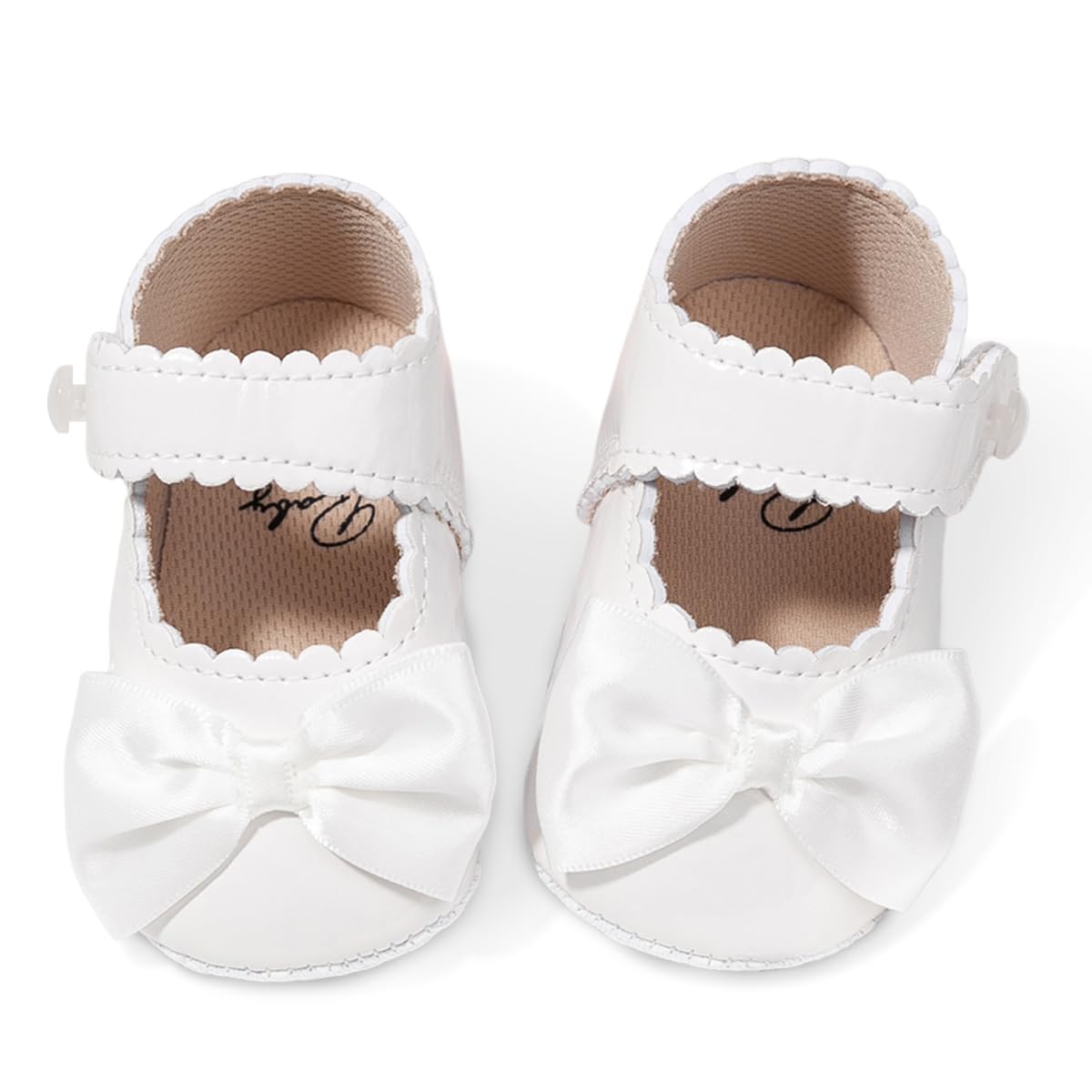 Baby Girl Mary Jane Flats Dress Shoes - Infant Newborn Shoes Anti-Slip Soft PU Leather Party School Wedding Princess Baby Girl Shoes 0-18M