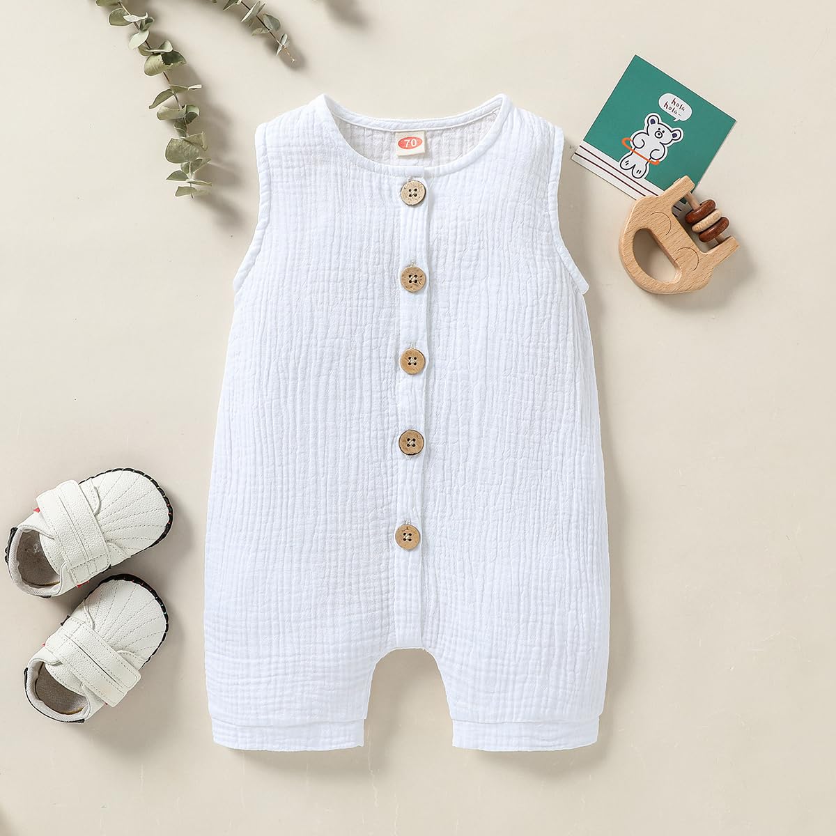 Infant Newborn Baby Boys Girls Cotton Linen Romper Summer Jumpsuit Sleeveless Overalls Clothing Set