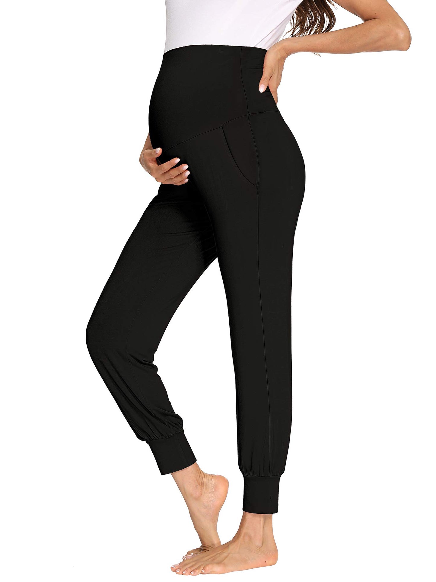 fitglam Women's Maternity Pants Over Belly Lounge Pajamas Clothes Pregnancy Must Haves Joggers with Pockets