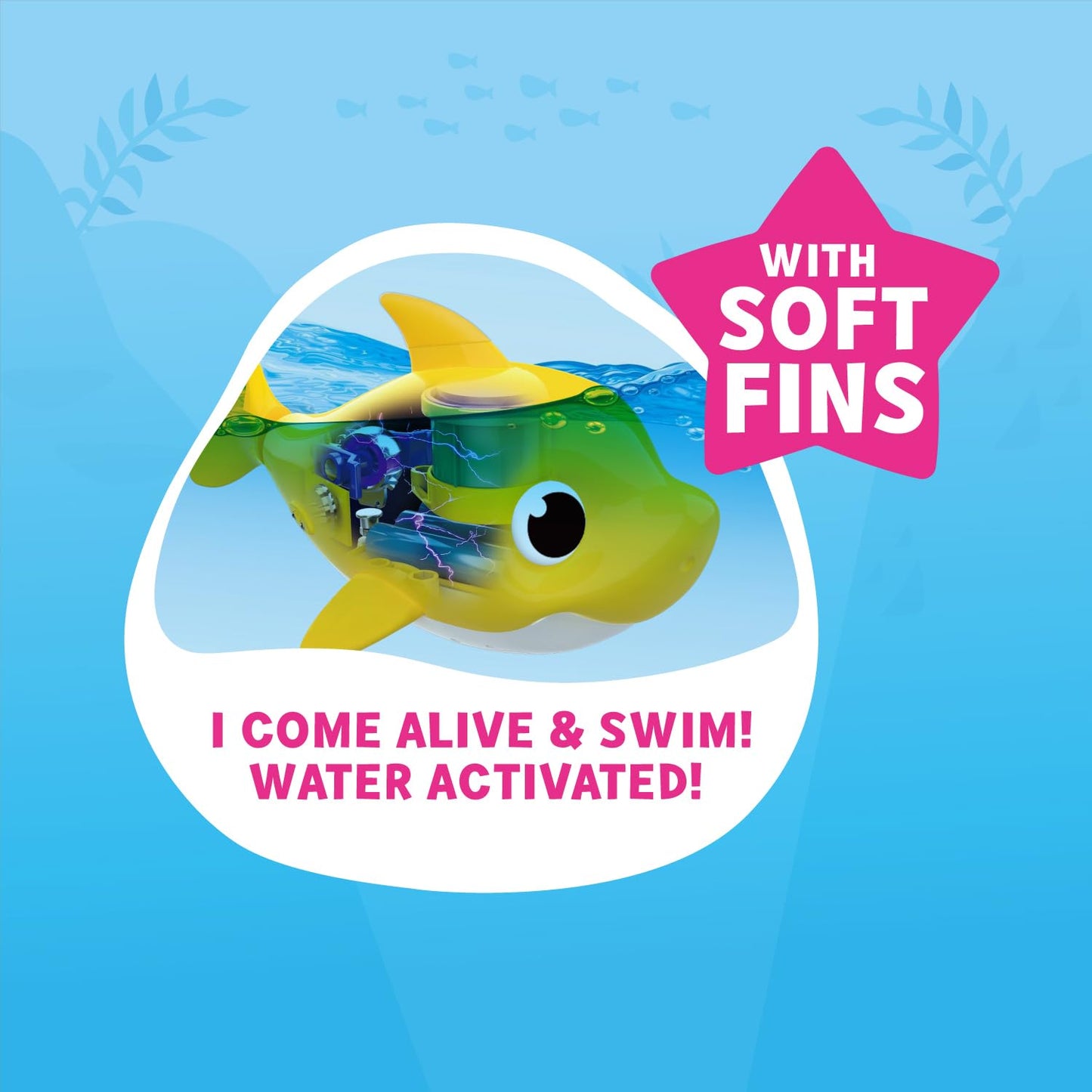 Robo Alive Junior Baby Shark New Silicon Fins Version Singing and Swimming Baby Shark (Yellow) by ZURU