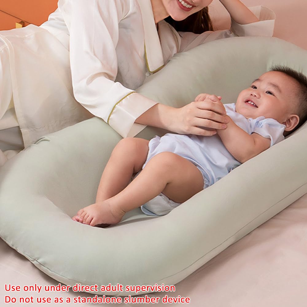 Baby Lounge Pillow for Newborn 0-24 Months, Newborn Lounger Nest Sleeping for Baby in Bed, Infants Lounger for Boys & Girls (Pink, 29.5*19.3in)
