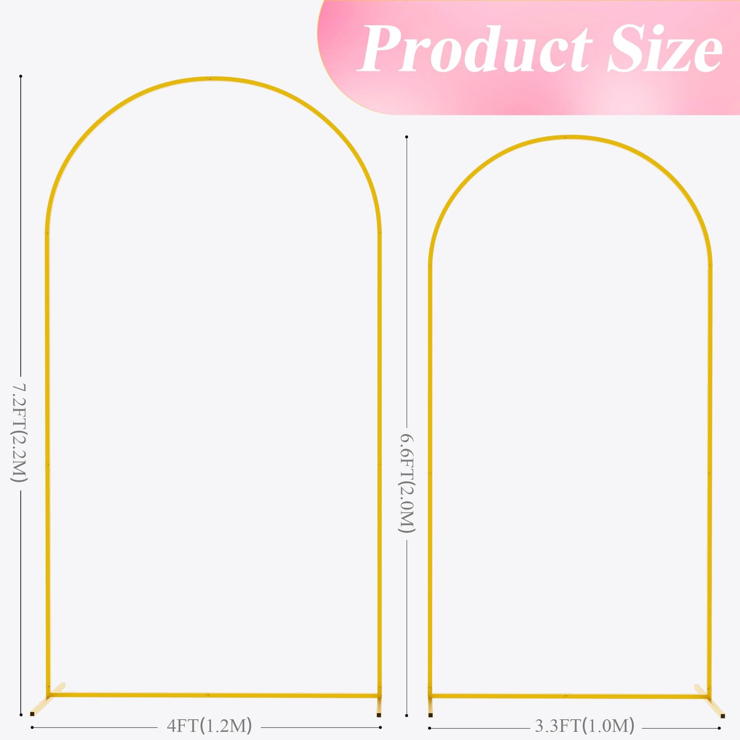 Wokceer Wedding Arch Backdrop Stand 7.2FT, 6.6FT White Metal Arch Stand Set of 2 for Birthday Party Wedding Ceremony Baby Shower Graduation Decoration