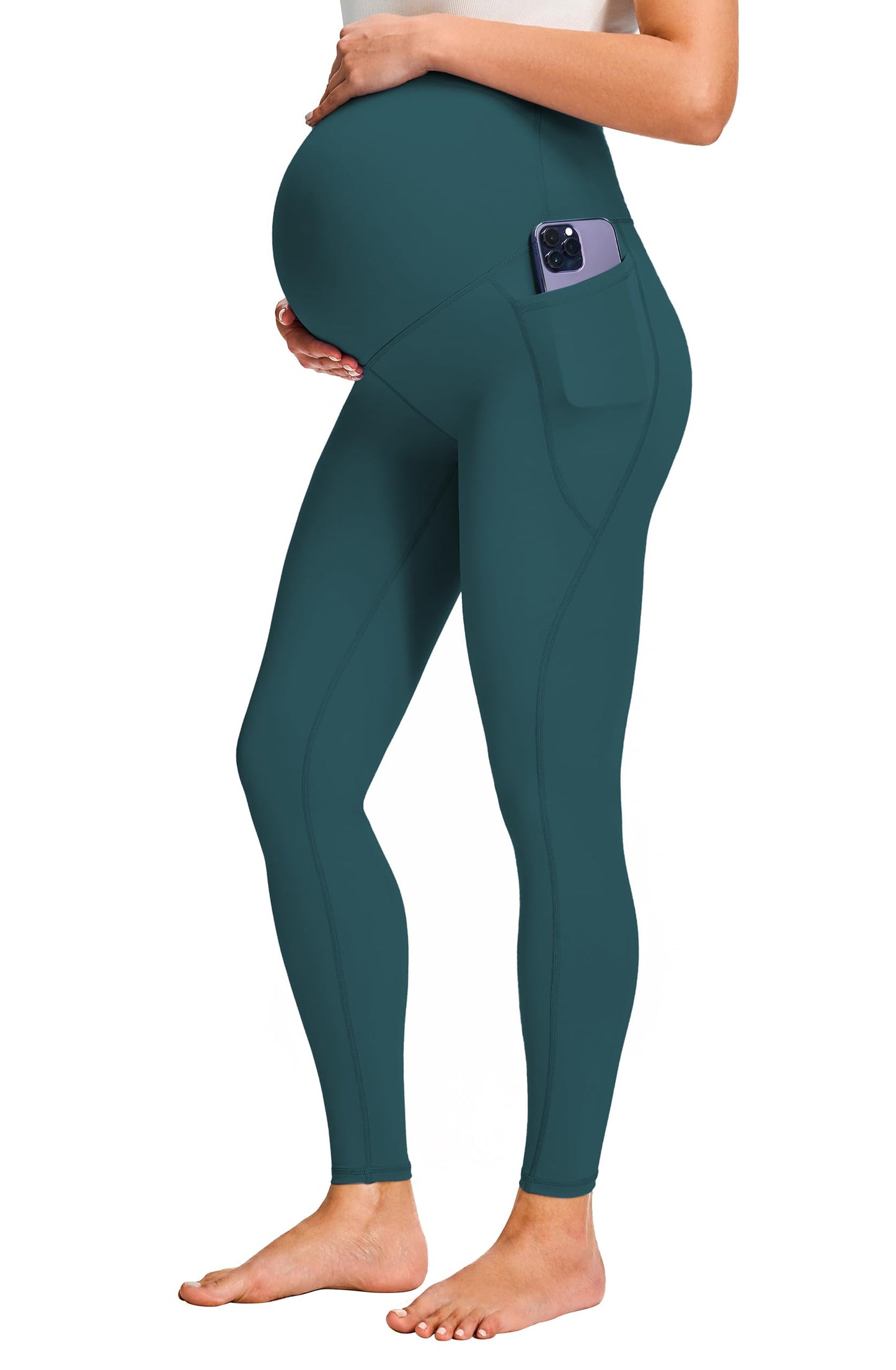 JOYSPELS Smooth Feeling Maternity Leggings Over The Belly with Pockets Workout Pregnancy Leggings