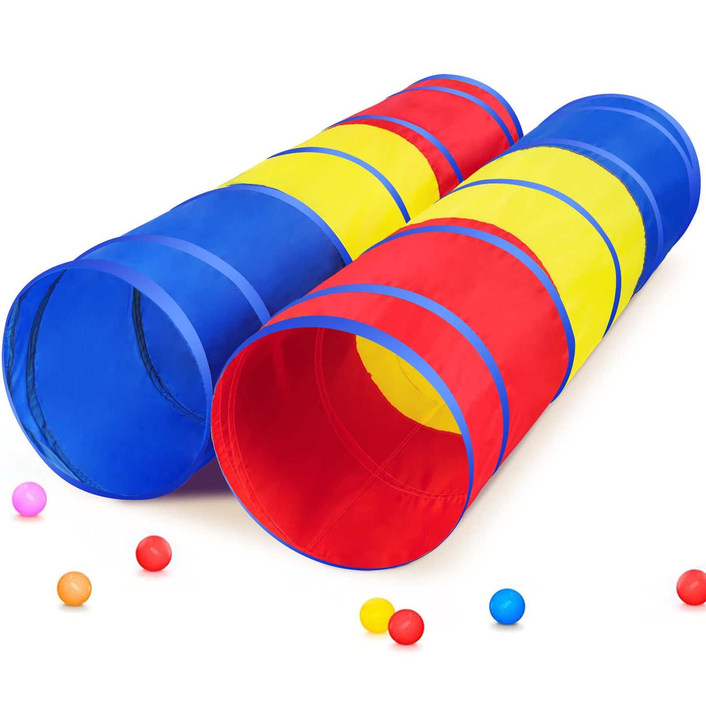 PigPigPen Pop Up Play Tunnel Tent for Toddlers Babies or Dogs, Indoor & Outdoor Toys for Kids Backyard Playset. (Red,Yellow,Blue)
