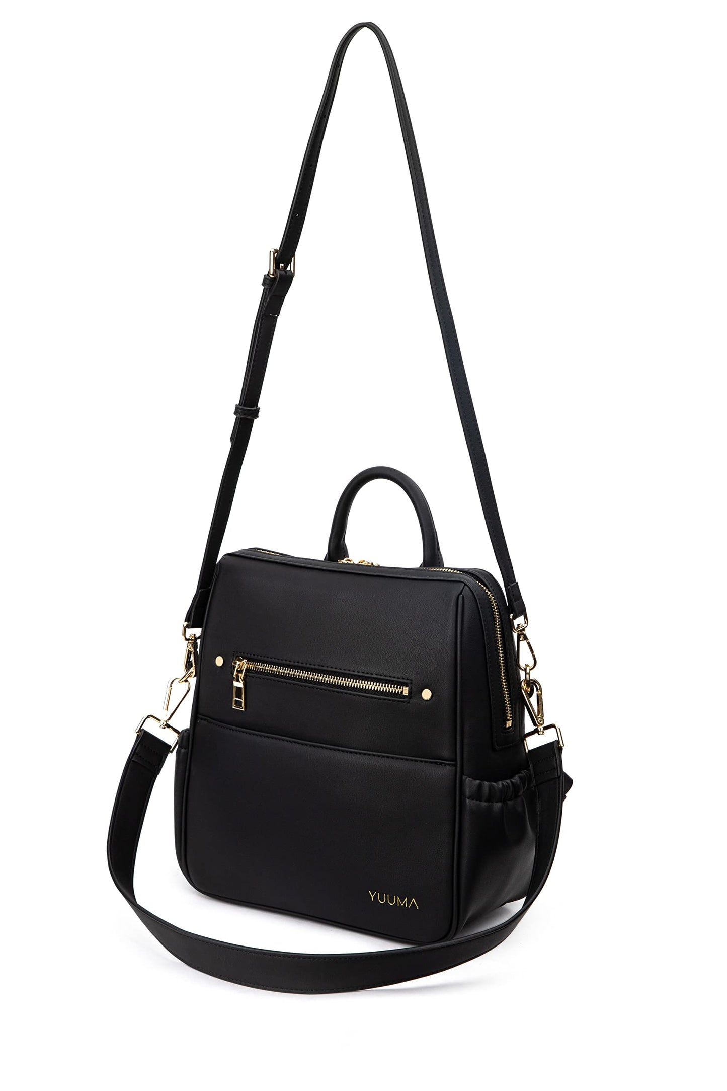 Mini Diaper Bag Backpack-Minimalist bag With Premium Vegan Leather Material With 7 Interior and 5 External Pockets (Onyx)