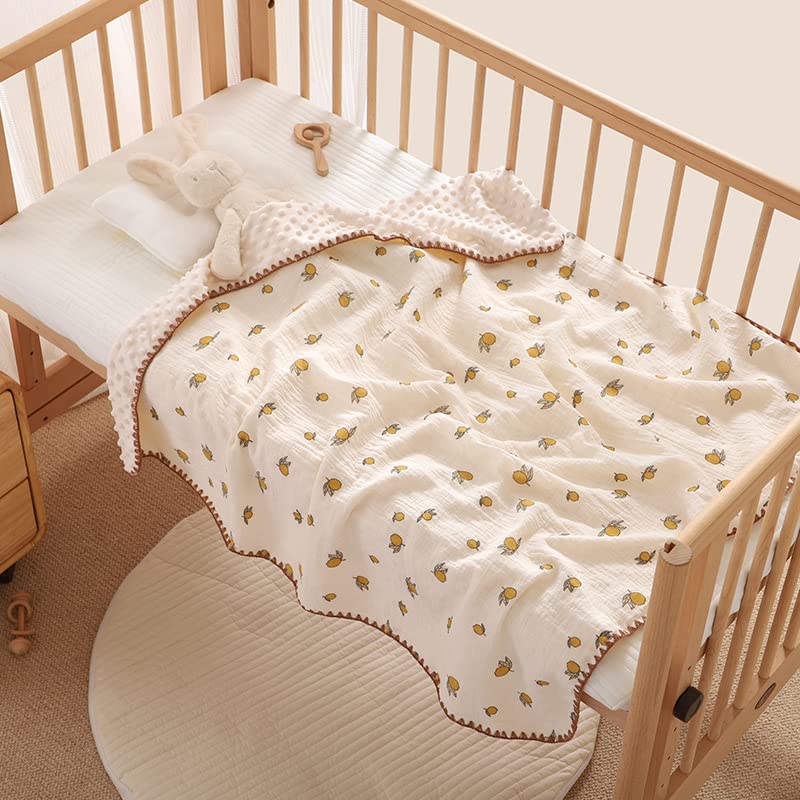 Baby Soft Muslin Thick Blanket Cotton and Dotted Backing Double Layer Receiving Blanket 40"x40" Bunny