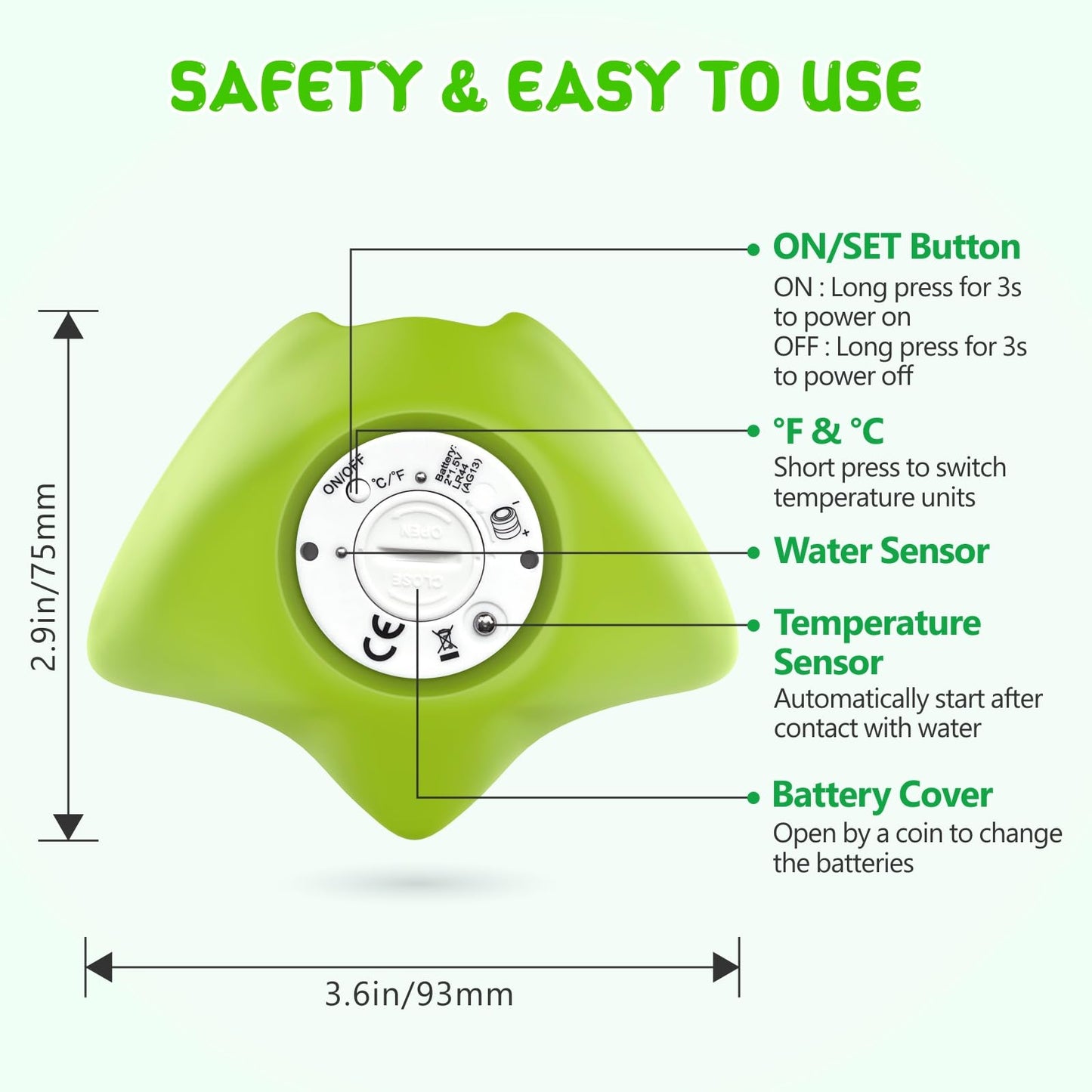 Baby Bath Thermometer, Digital Water Temperature Thermometers with 3 Color Backlit and Temperature Warning, Safety Bath Tube Thermometers Floating Toy for Infant, Toddler