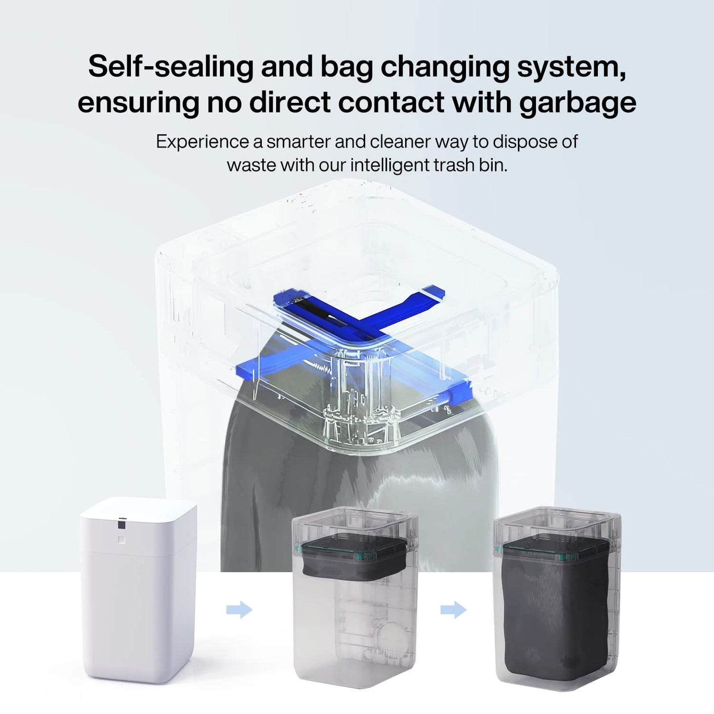 Automatic Trash Can, 4 Gallon Self Sealing and Self-Changing Smart Trash Can, Motion Sensor, Touchless Garbage can with lid for Kitchen Bathroom Office, 6 Refill Rings(A1, Golden line)