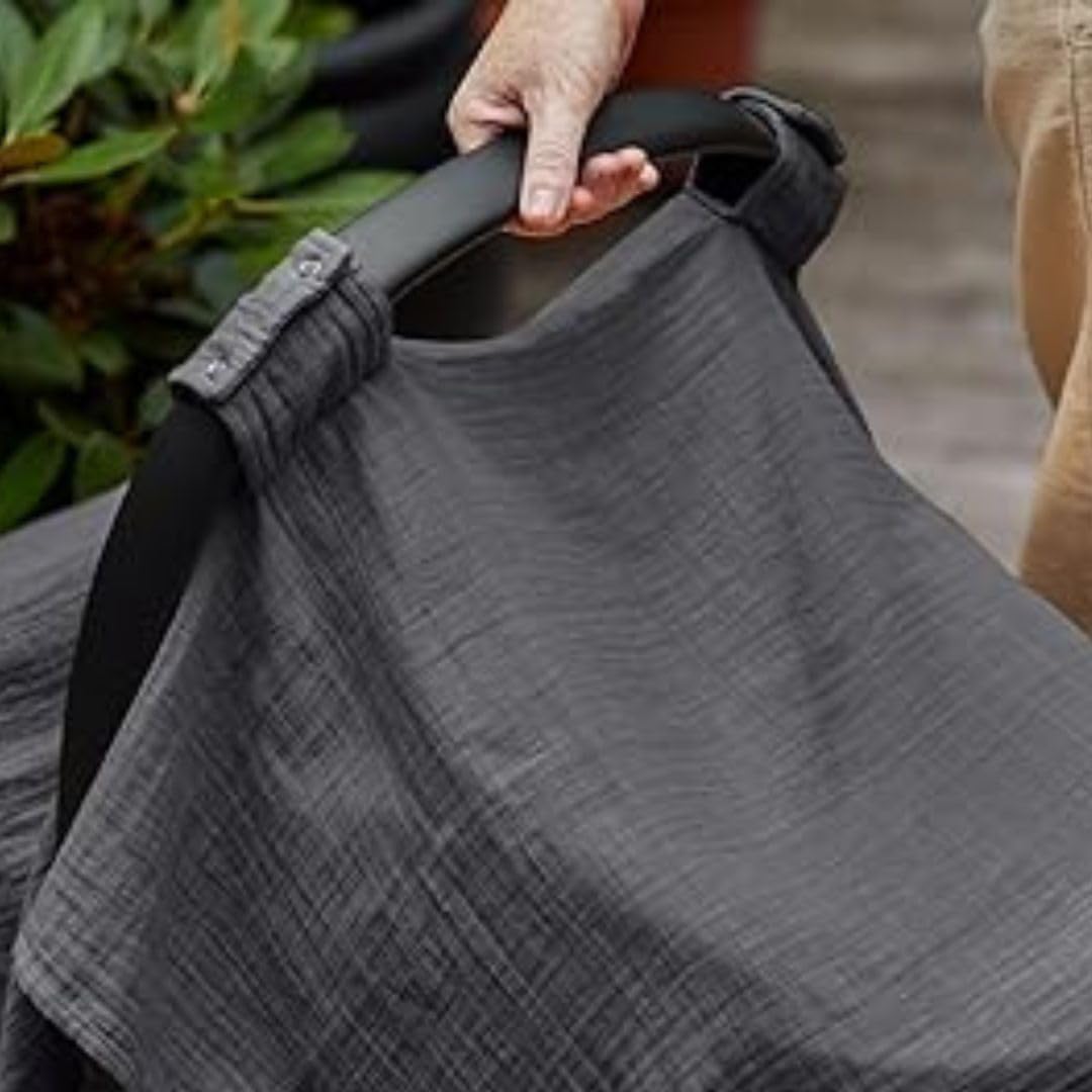 Car Seat Cover Baby - Organic Cotton - Carseat Covers Baby - Carseat Cover - Car Seat Canopy - Carseat Canopy - 100% Muslin Cotton, 43" x 32" (Soft Grey)