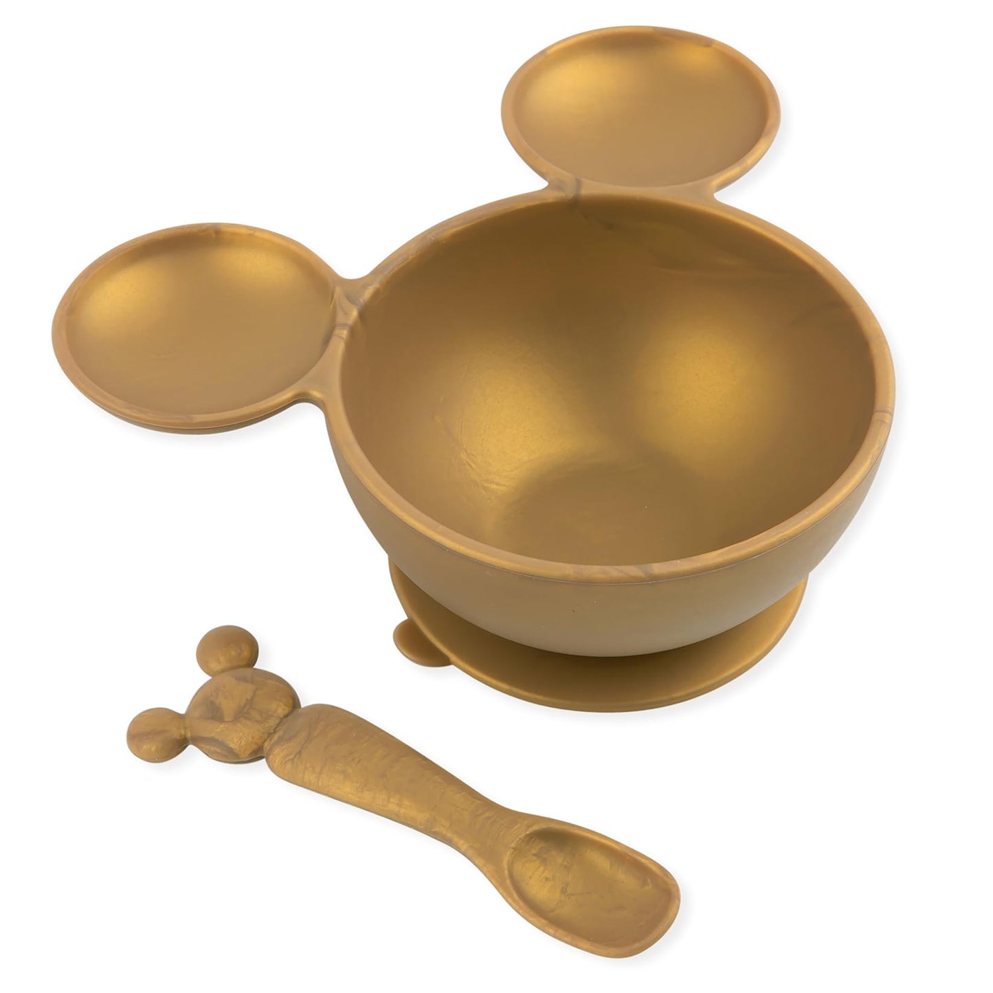 Bumkins Baby Bowls, Disney Minnie Mouse Silicone Baby Feeding Set, Suction Bowls for Baby and Toddler with Spoon, First Feeding Set, Platinum Silicone Bowl for Babies 4 Months