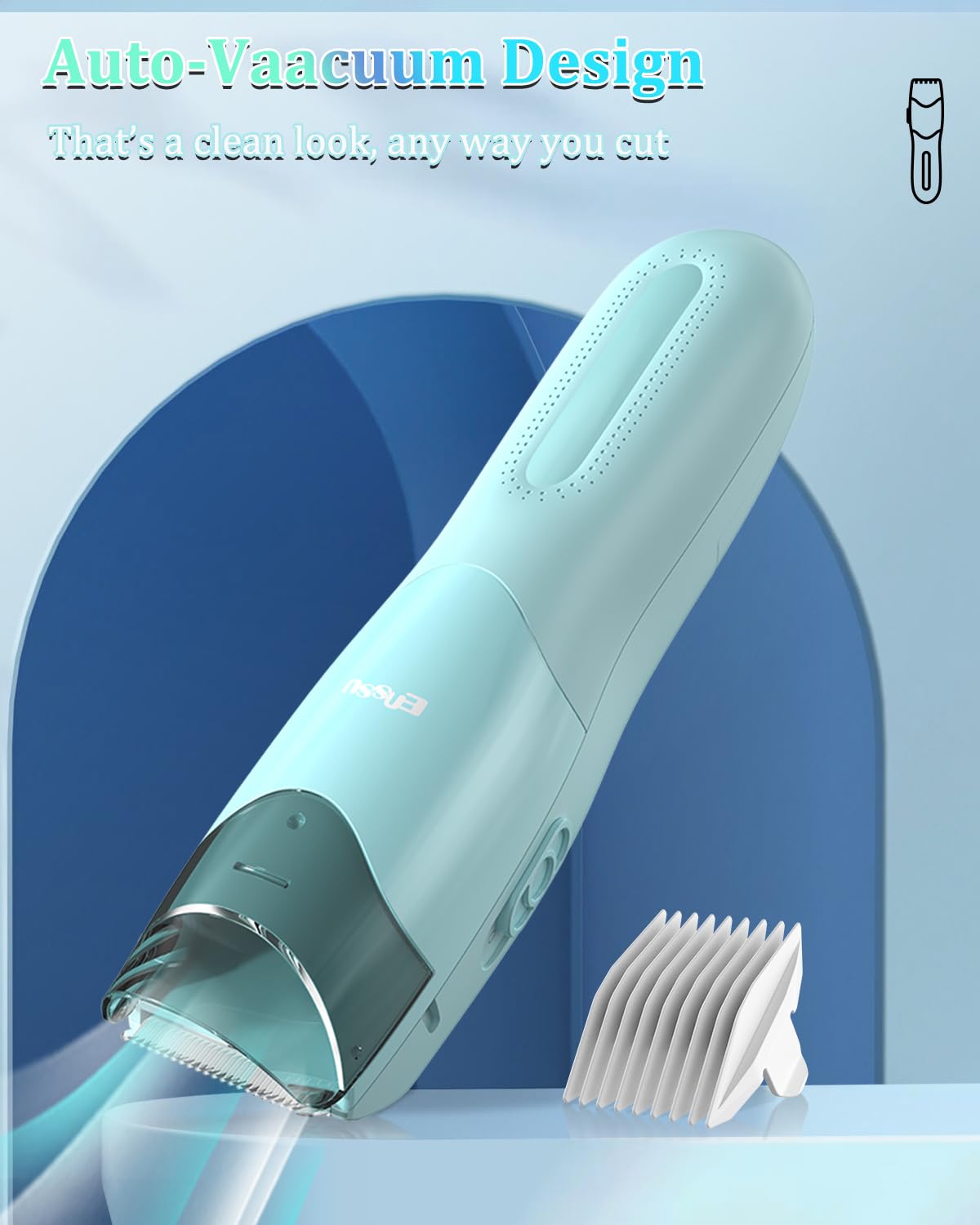 ENSSU Baby Hair Clipper,Vaccum Hair Clippers for Kids/Toddlers,Cordless Baby Hair Cutting Kit with Two Modes,Baby Hair Trimmer Haircut Machine in Large Hairs Storage Space,Rechargeable,Waterproof