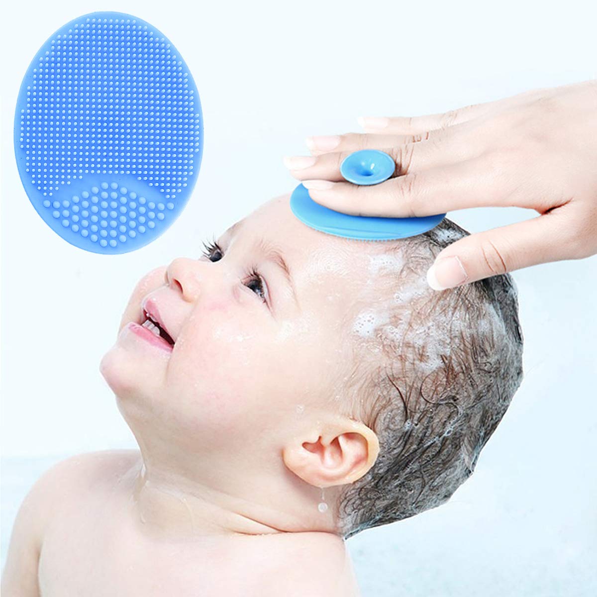 Baby Bath Brush, Baby Cradle Cap Brush, Silicone Massage Brush, Silicone Scrubbers Exfoliator Brush, Skin Scrubber Baby Essential for Dry Skin, Cradle Cap and Eczema (Small-4PCS)