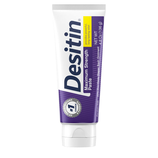Desitin Maximum Strength Baby Diaper Rash Cream, 40% Zinc Oxide for Treatment, Relief & Prevention, Hypoallergenic, Phthalate- & Paraben-Free Paste, Protects Skin for 12 Hours, 4.8 oz