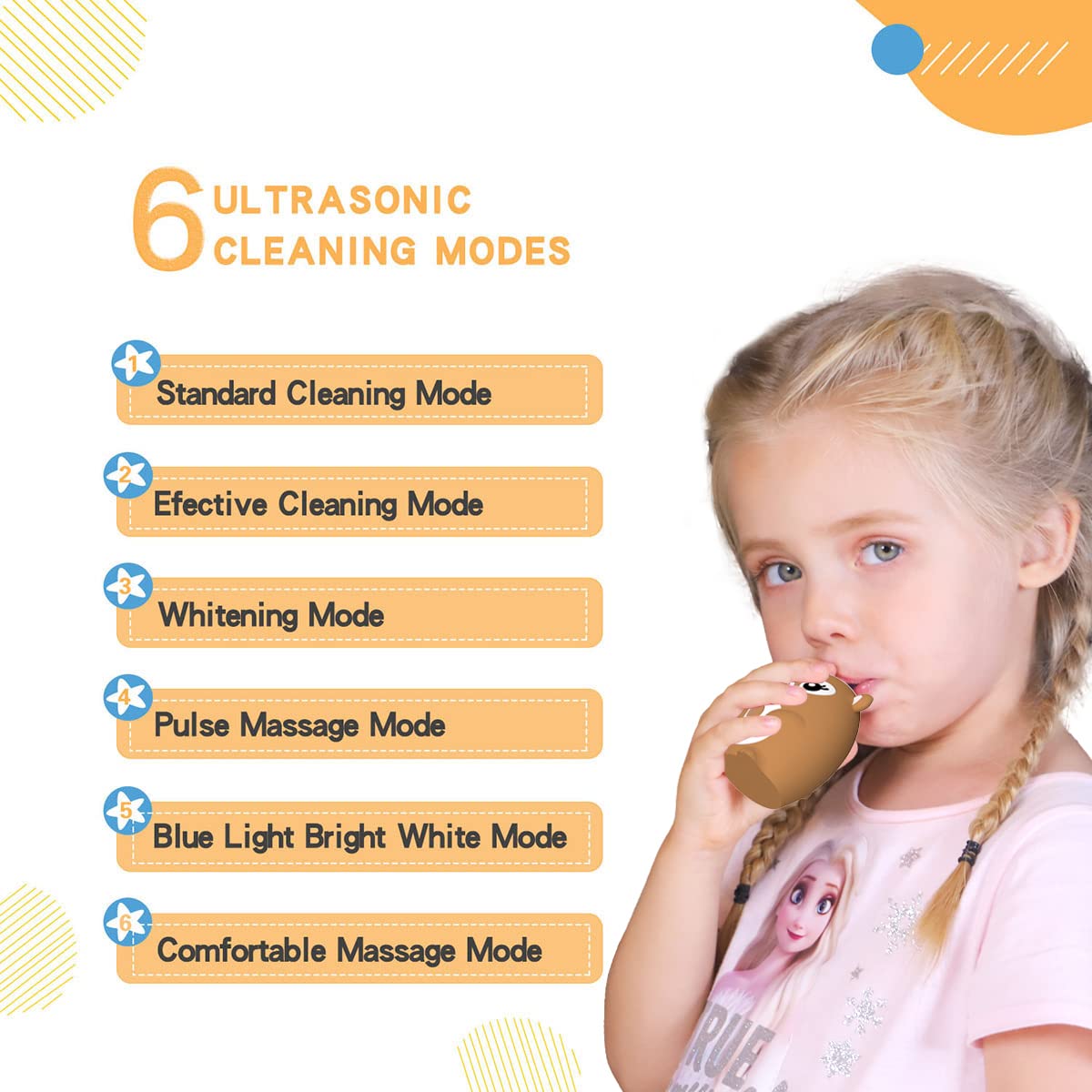 Kids Electric Toothbrush U Shaped Toddler Auto Sonic Toothbrushes with 5 Brush Head,Cartoon Dinosaur Ultrasonic Toothbrushes for Children 2-12 Years,360° Full Mouth Cleaning Automatic