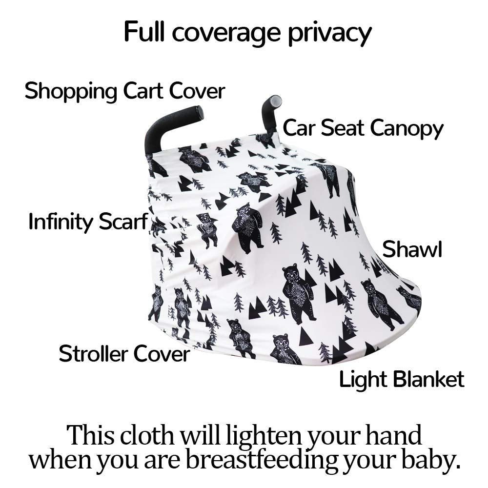 Nursing Cover Breastfeeding, Multi-use Baby CarSeat Cover Girls, Infant Stroller Car Seat Cover, Stretchy Carseat Canopy, Soft Breathable, Peony