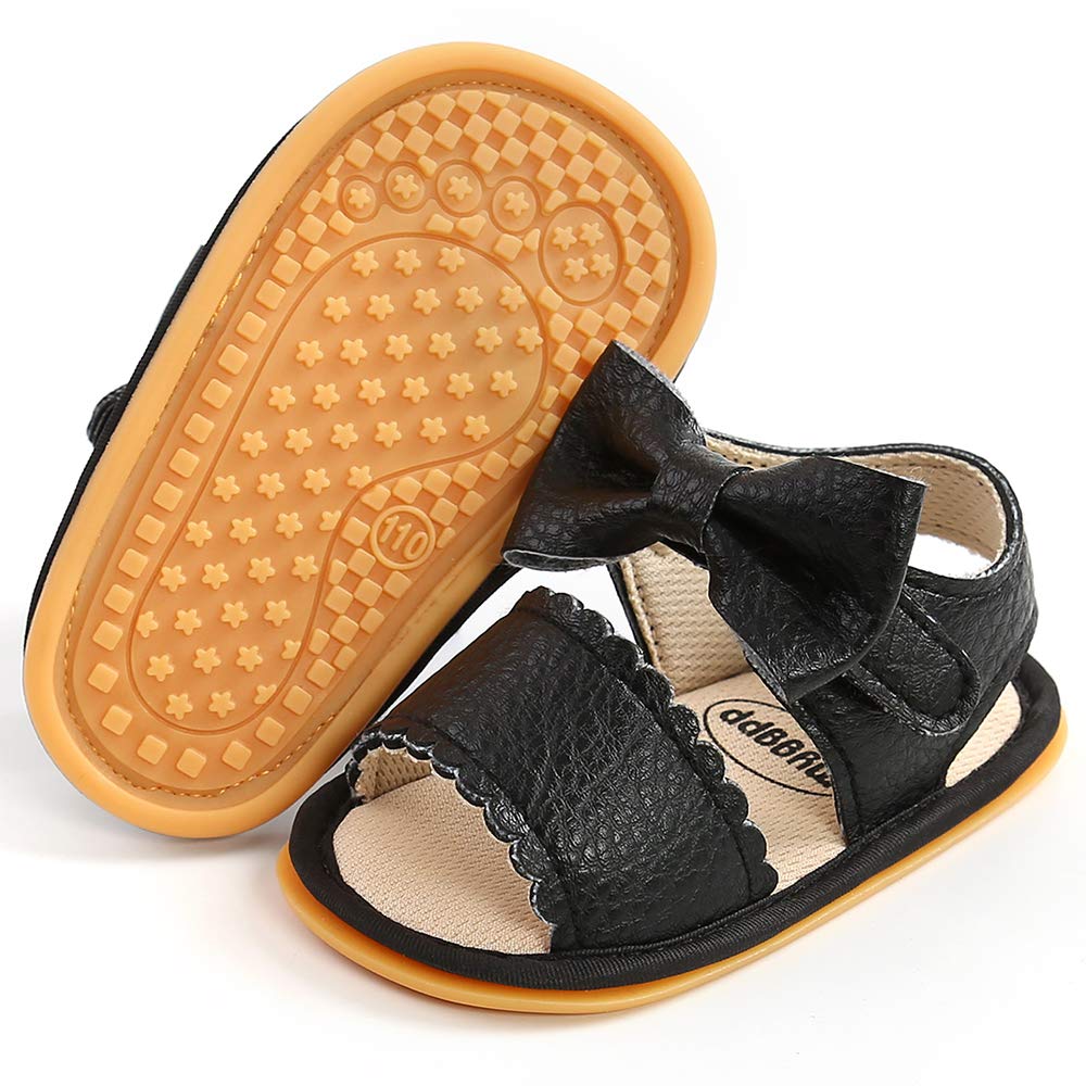 Timatego Infant Baby Girls Summer Sandals Anti-Slip Soft Sole with Flower Toddler First Walkers Crib Dress Shoes