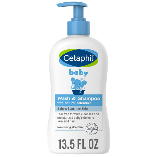 Cetaphil Baby Wash & Shampoo Plus Body Lotion, Healthy Skin Essentials, Head to Toe Hydration for up to 24 Hours, for Delicate, Sensitive Skin, 2-Pack,White