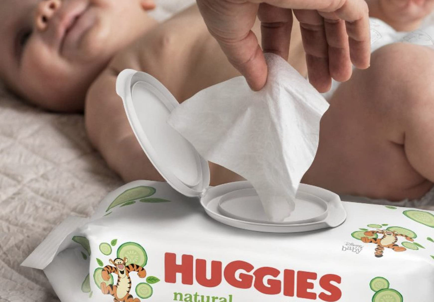 Huggies Natural Care Cucumber, Aloe and Vitamin E Baby Wipes, Hypoallergenic, Scented, 6 Flip-Top Packs (288 Wipes Total), Packaging May Vary