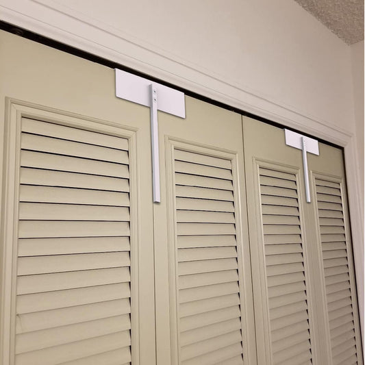 Metal Bifold Door Lock - Double Door Child Safety Locks Keep Toddler, Cats&Dogs Out of Closets, Cabinets, Pantry - No Need Install (1PC)