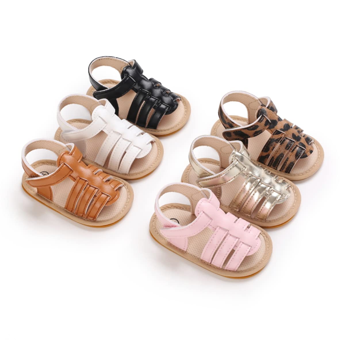 LAFEGEN Baby Boys Girls Summer Sandals 2 Straps Anti Slip Soft Sole Beach Infant Shoes Toddler First Walker Newborn Crib Shoes(3-18Months)