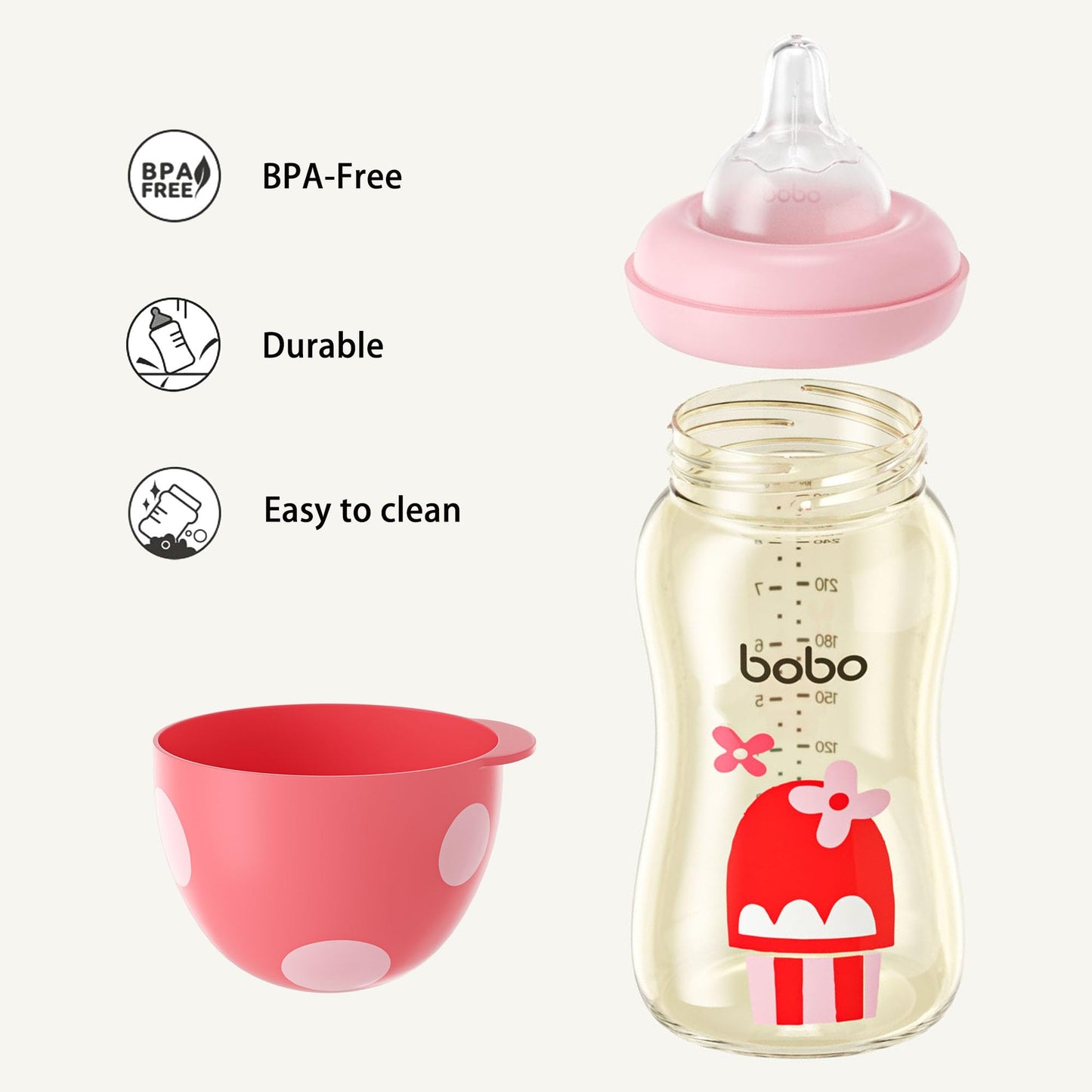 YOHKOH PPSU Baby Bottle Wide Neck, Newborn Anti-Colic Baby Bottle with Natural Response Nipple, Streamlined Body, Easy to Clean (8.8oz (Pack of 2), Yellow)