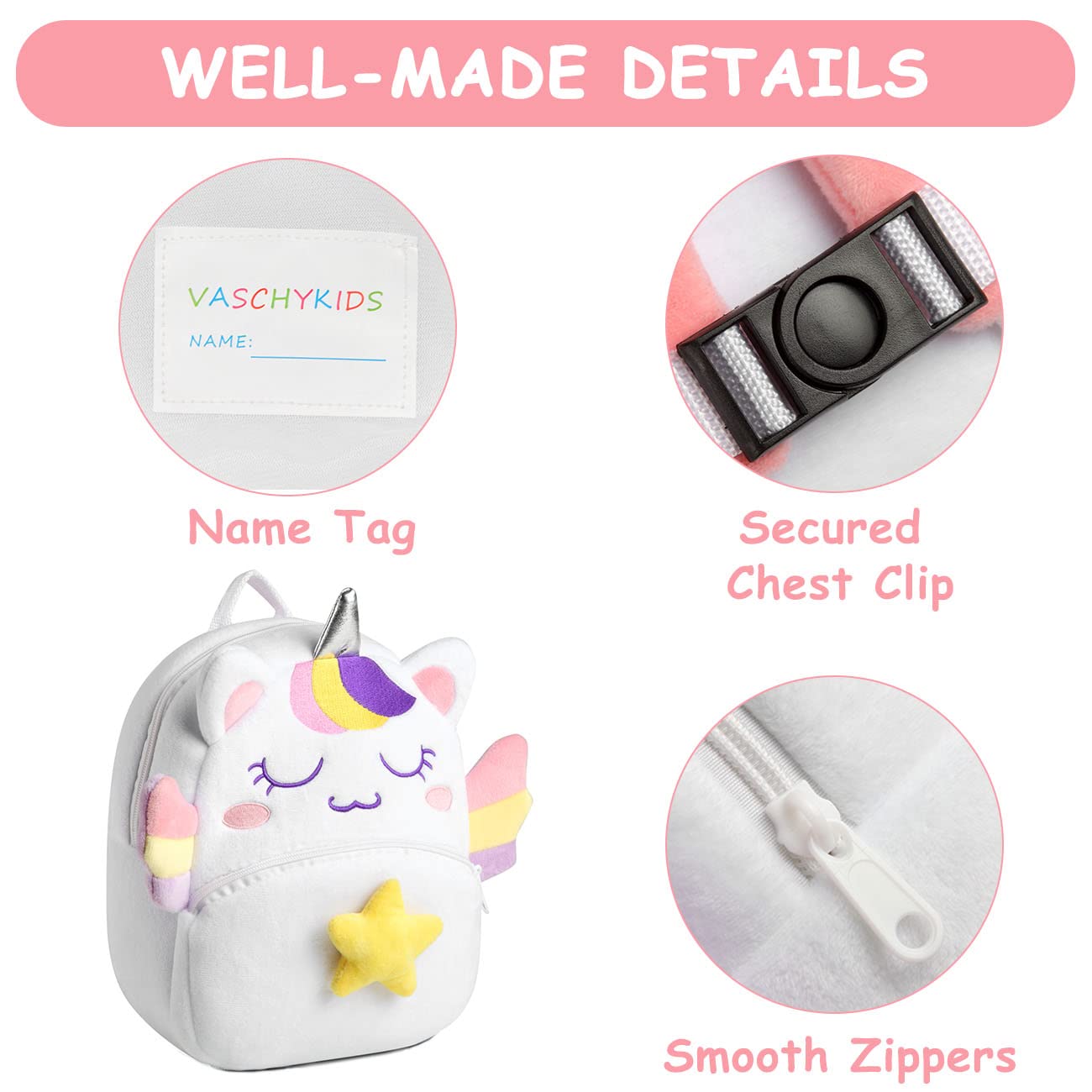 VASCHY Toddler Backpack, Baby Boys and Girls Cute Plush Animal Small Daycare Backpack for Baby Little Kids Yellow Cat