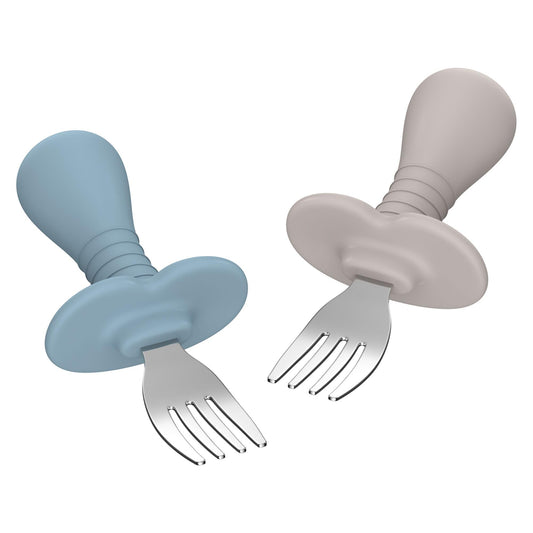 4Pcs Toddler Forks Baby Forks Set - Self-Feeding Utensils with Soft-Silicone Handles, 18/8 Stainless Steel, Anti-Choke & BPA-Free Cutlery Set