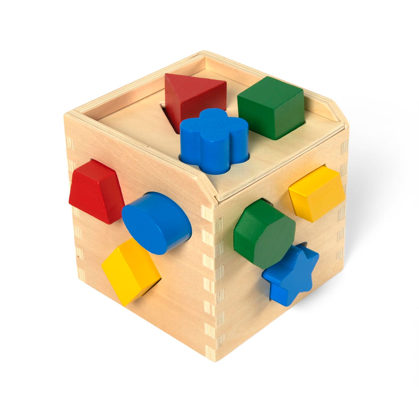 Melissa & Doug Shape Sorting Cube - Classic Wooden Toy With 12 Shapes Classic Kids Toys, Wooden Toddler Toys, Shape Sorter For Toddlers Ages 2+