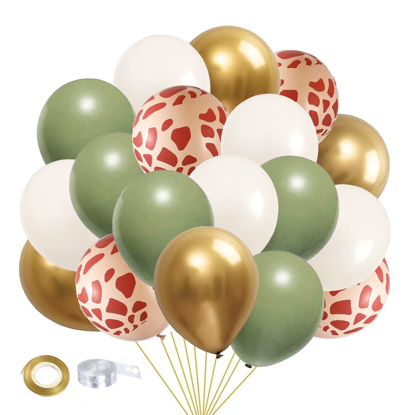 Sage Green Gold White Party Balloons, 50Pcs Sage Green and Gold Confetti Party Balloons For Birthday Baby Shower Engagement Wedding Anniversary Party Decorations