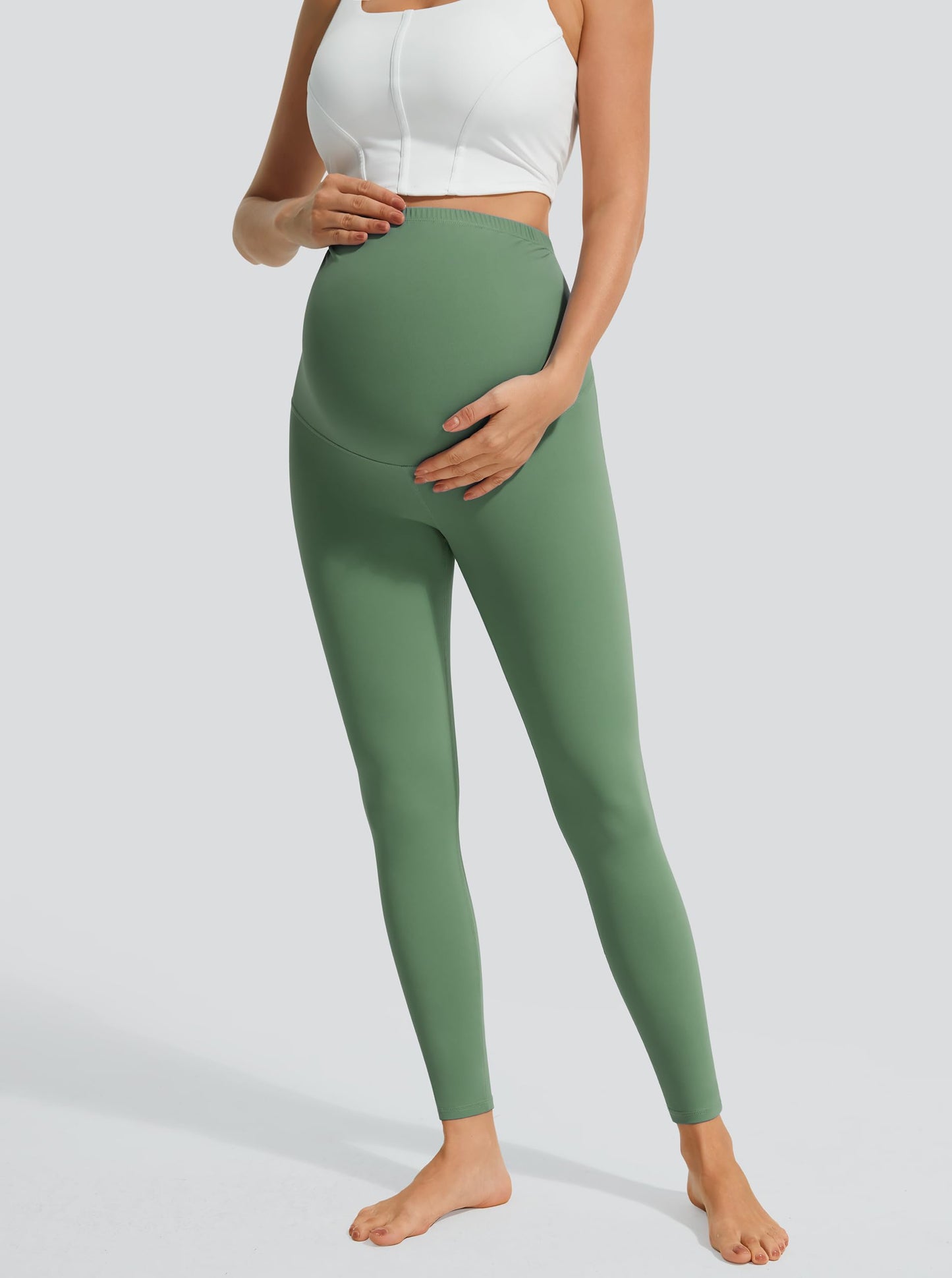 JOYSPELS Smooth Feeling Maternity Leggings Over The Belly with Pockets Workout Pregnancy Leggings