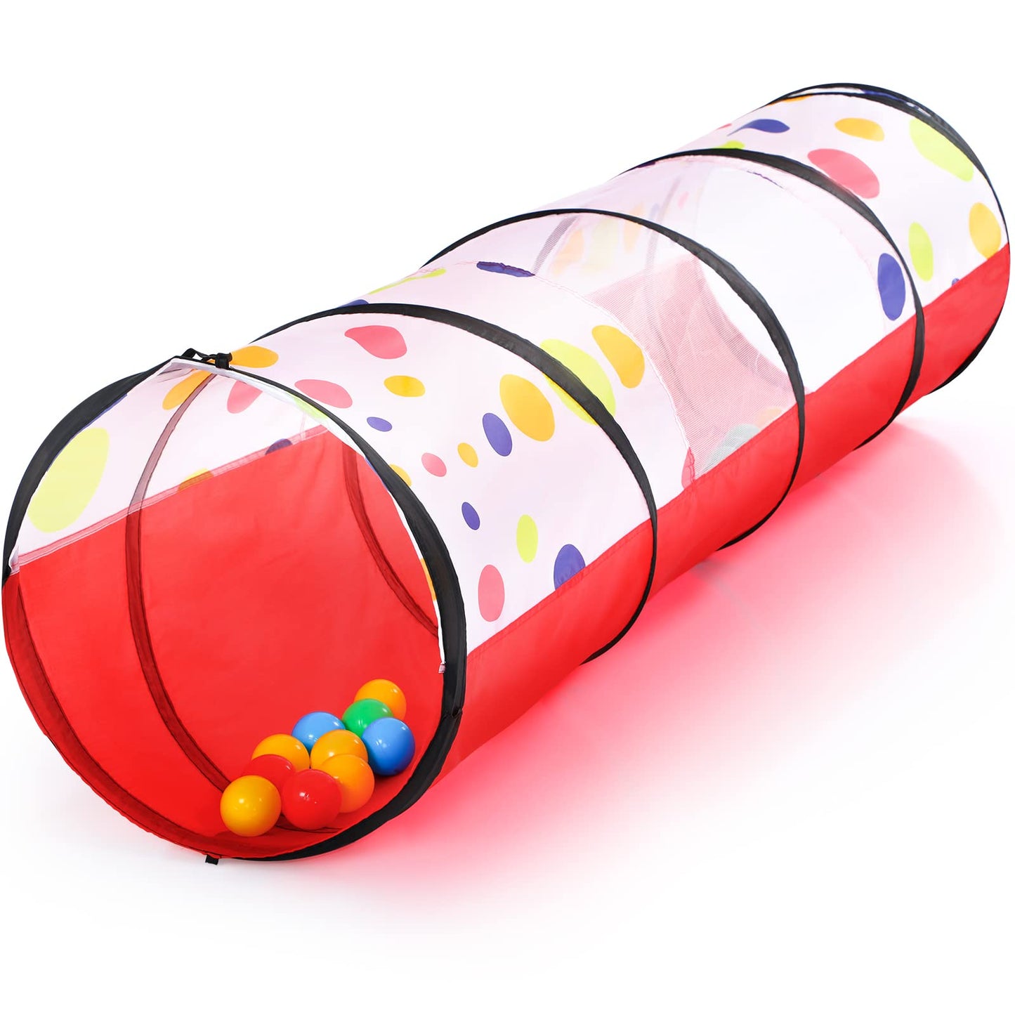 PigPigPen Pop Up Play Tunnel Tent for Toddlers Babies or Dogs, Indoor & Outdoor Toys for Kids Backyard Playset. (Red,Yellow,Blue)