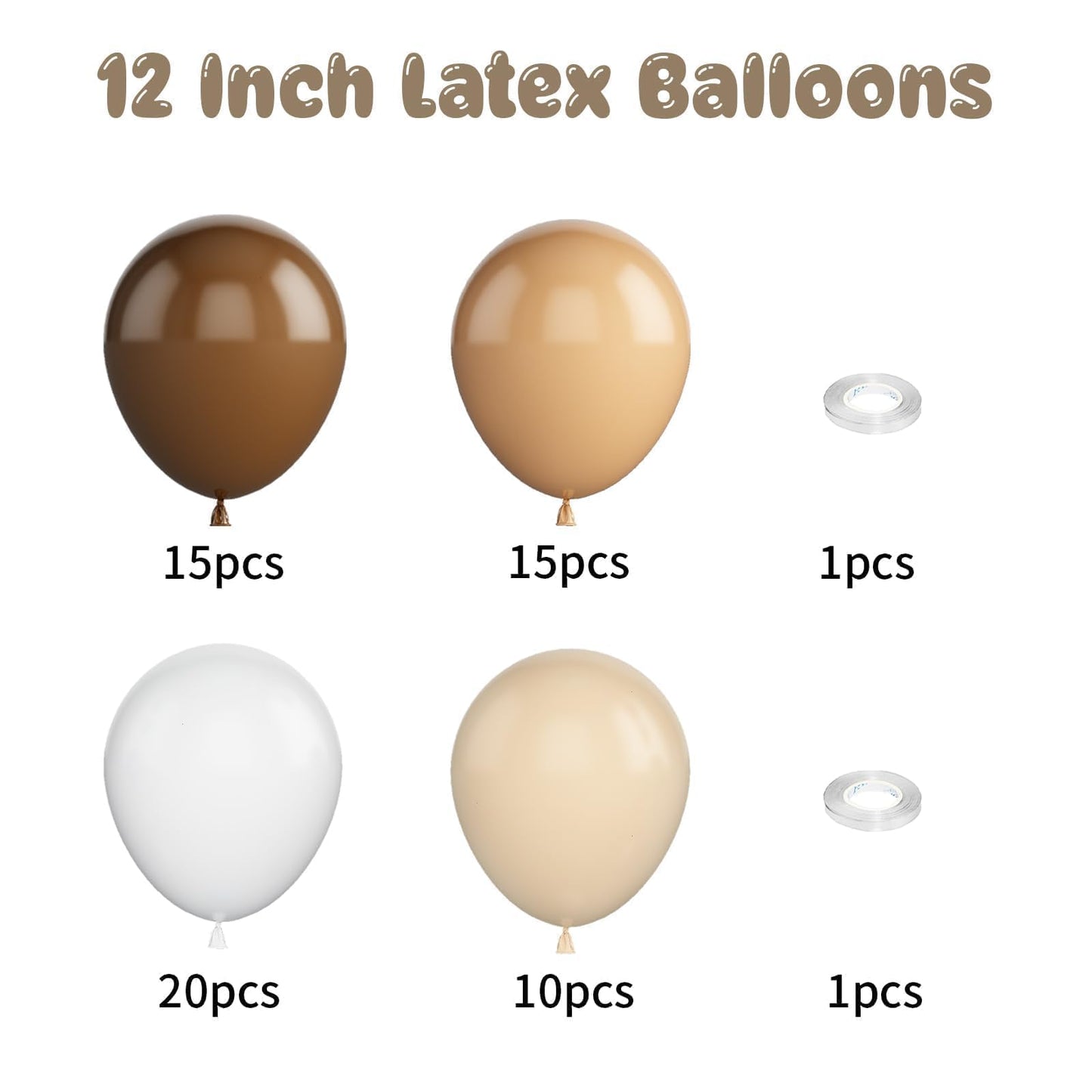 Beige Balloons, 60 PCS 12 Inch Cream Nude Sand White Clear Latex Birthday Balloons for Birthday Baby Shower Wedding Party Decorations