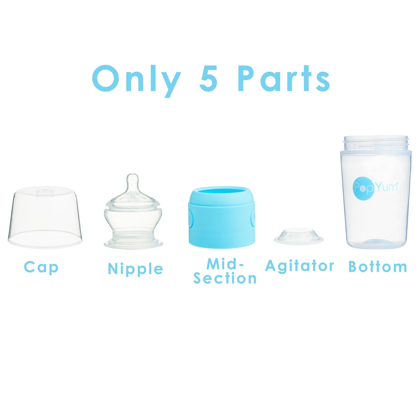 PopYum 9 oz Orange Anti-Colic Formula Making/Mixing/Dispenser Baby Bottle with #2 Medium Flow Nipple, 260 ml, BPA-Free, Natural Latch