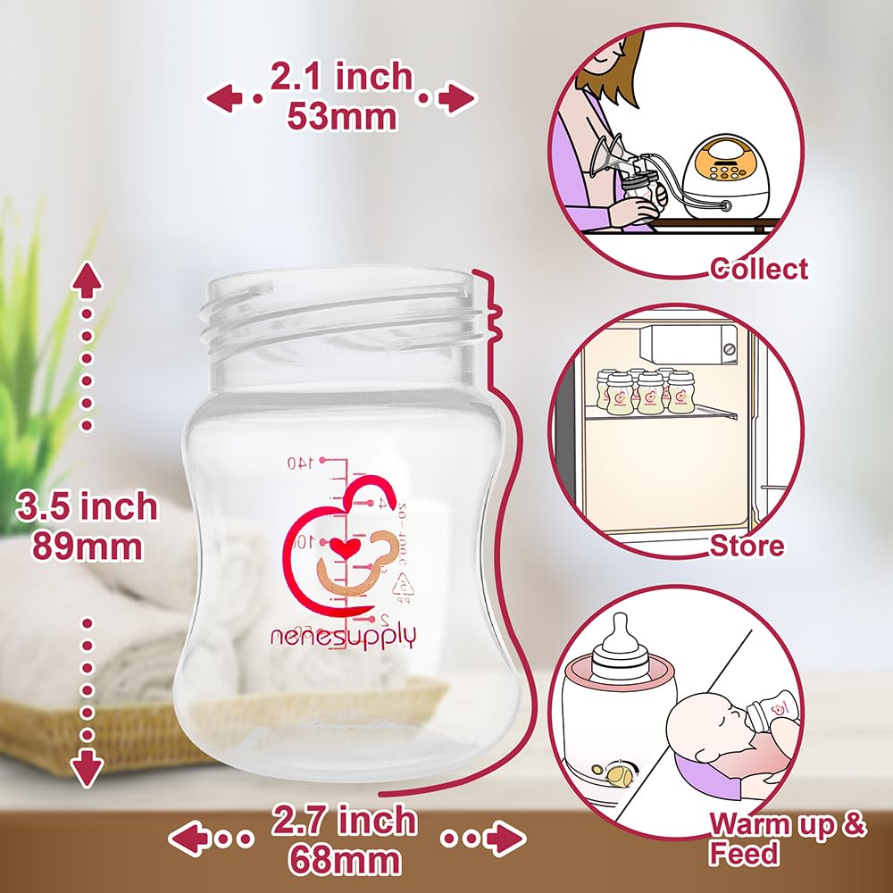 Nenesupply Natural Baby Bottles Newborn Feeding Bottles Slow Flow Breastfeeding Bottle for Breastfed Babies Wide Neck 9oz Anti Colic Level 2 Nipple for 1+ Month Infant Replace Spectra Bottle Pumping