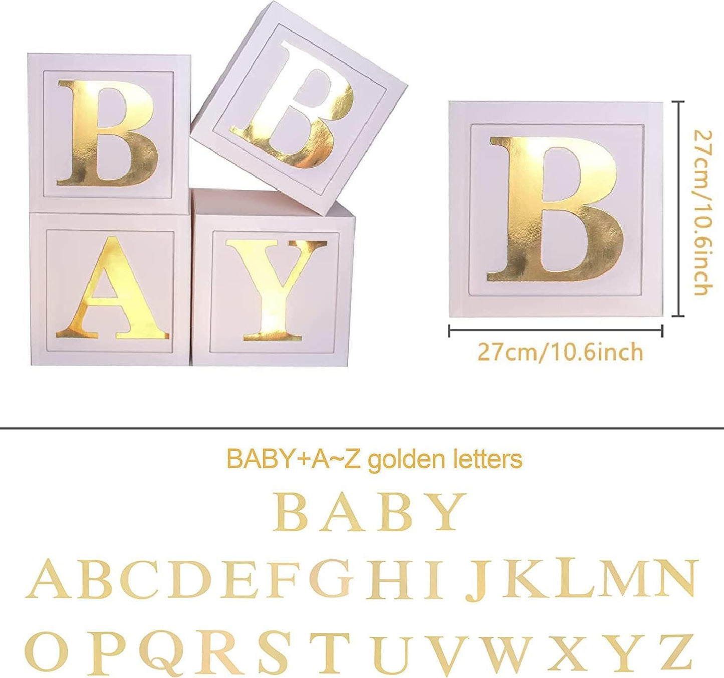 Baby Shower Decorations Baby Balloon Boxes Blocks with 30 Letters for Boy Girl 1st Birthday, Teddy Bear Baby Shower, Bridal Shower, Gender Reveal Party Decoration by QIFU