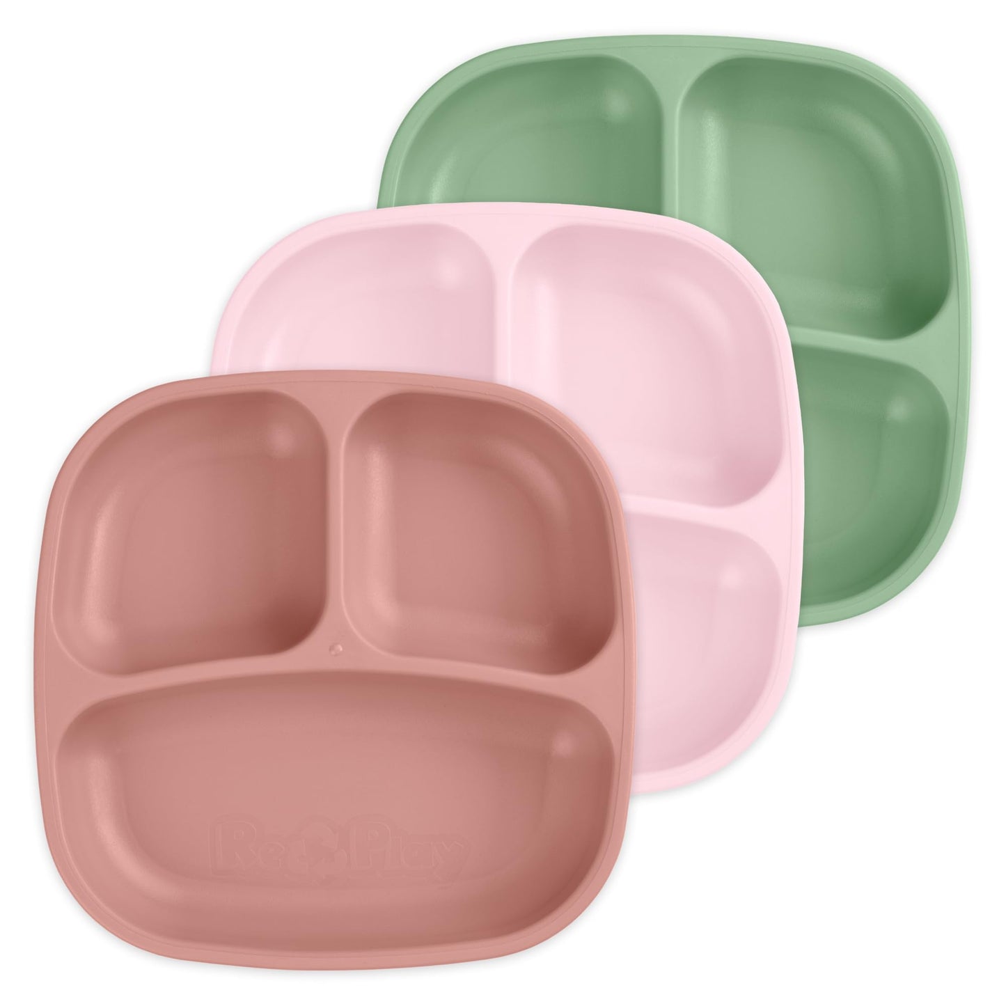 Re-Play Toddler Plates with Dividers - Deep-Walled 3 Compartments Divided Plates for Kids - Dishwasher & Microwave Safe - Made in USA - Set of 3-7.37" x 7.37" x 1.25" - Princess