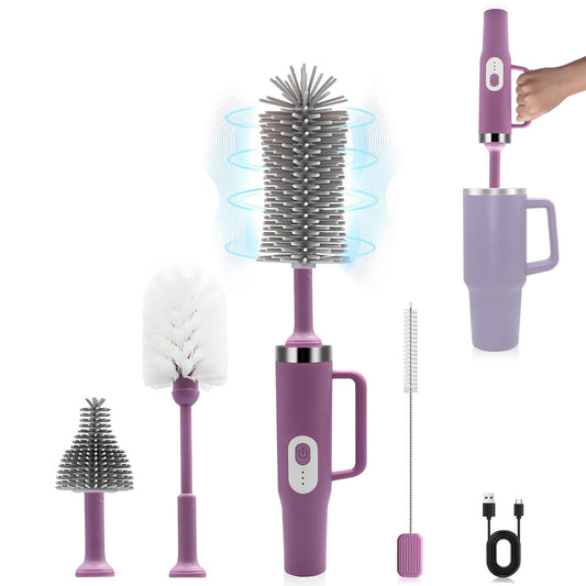 4 in 1 Electric Bottle Brush Cleaner, Creative Bottle Brush Kit for Botter Cleaning, 360° Efficient Cleaning, Baby Bottle Cleaner Brush for Baby Bottle with Straw Brush, Travel Bottle Brush Set