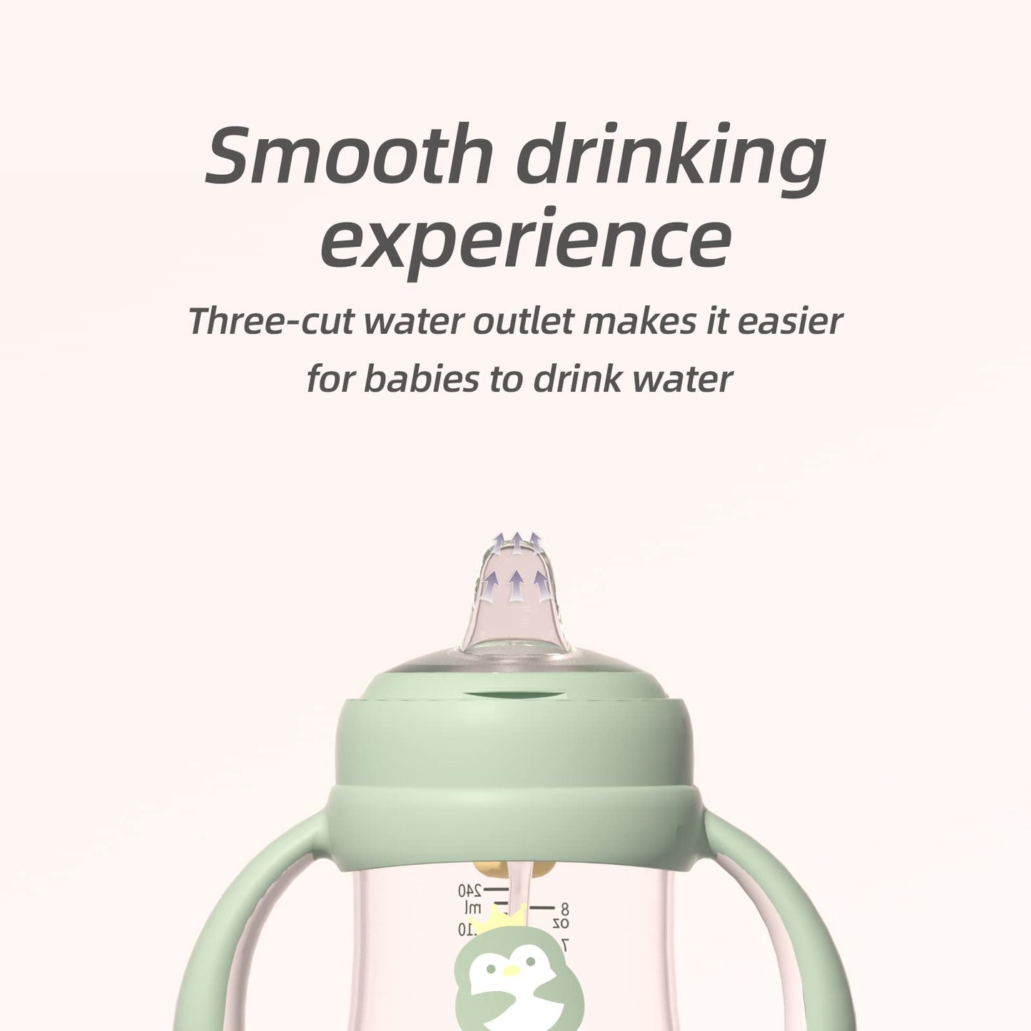 Piifur Tritan Sippy Cup with Storage Lid for 6-18 Months Leak Proof, Weighted Straw Learner Cup with Handle for Baby 8 Ounce (Pink)