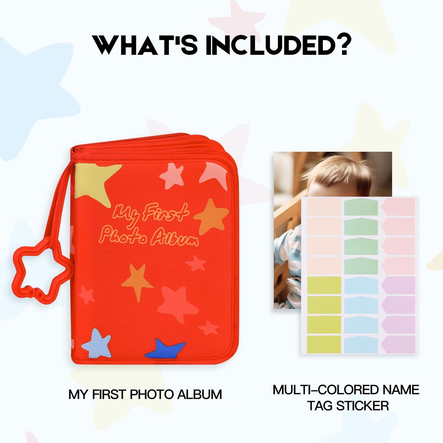 Baby's My First Photo Album for Baby Holds 21 4x6 Photos, Baby Photo Album Soft Cloth Family Book, My First Family Album for 4x6 Baby Shower Kids Toddlers Family Pictures, Toddler Photo Album (Blue)