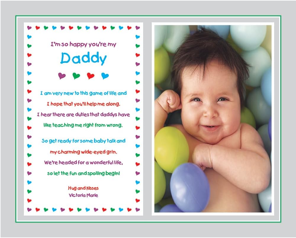 Daddy Gift from Newborn, New Dad Sweet Poem for His Birthday or Father's Day from Son, Daughter or Twins, 8x10 Inch Print Personalized with Name and Photo