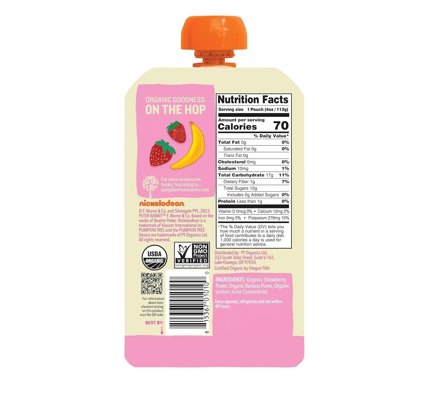 Peter Rabbit Organics Fruit Vegetable, Squeezable Pouches, 4 Ounce (Pack of 18)