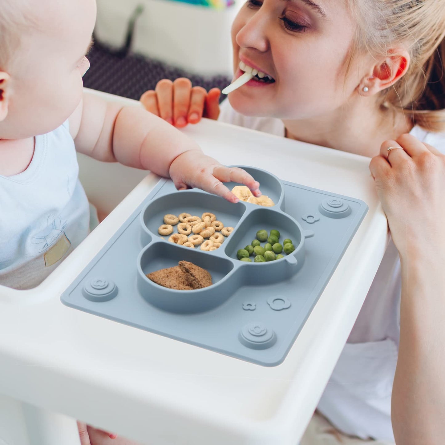 ROCCED Suction Plates for Baby Placemat Spoon Fork Set for Toddlers, Silicone Baby Plates with Suction Baby Dishes for Kids Plates-pale mauve