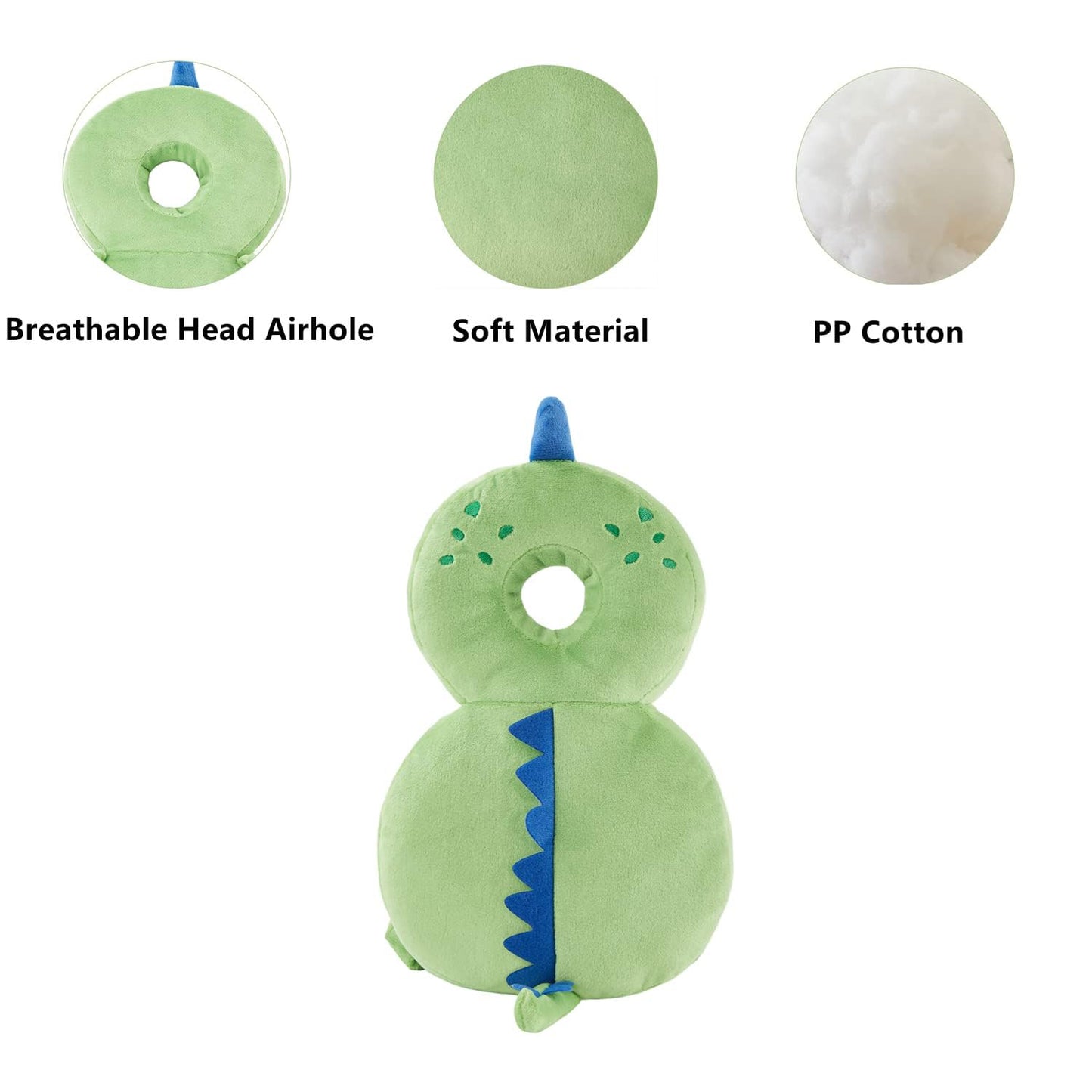 Baby Back Potection Toddler Safety Protector Cushion Pad Toddler Backpack for Crawling Walking Adjustable Toddlers Back Safety Pad for Boys and Girls(Green Dinosaur)