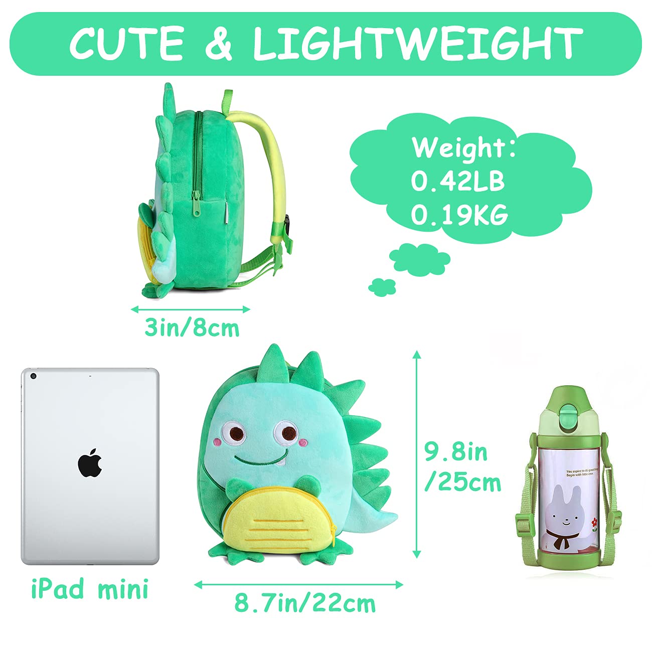 VASCHY Toddler Backpack, Baby Boys and Girls Cute Plush Animal Small Daycare Backpack for Baby Little Kids Yellow Cat