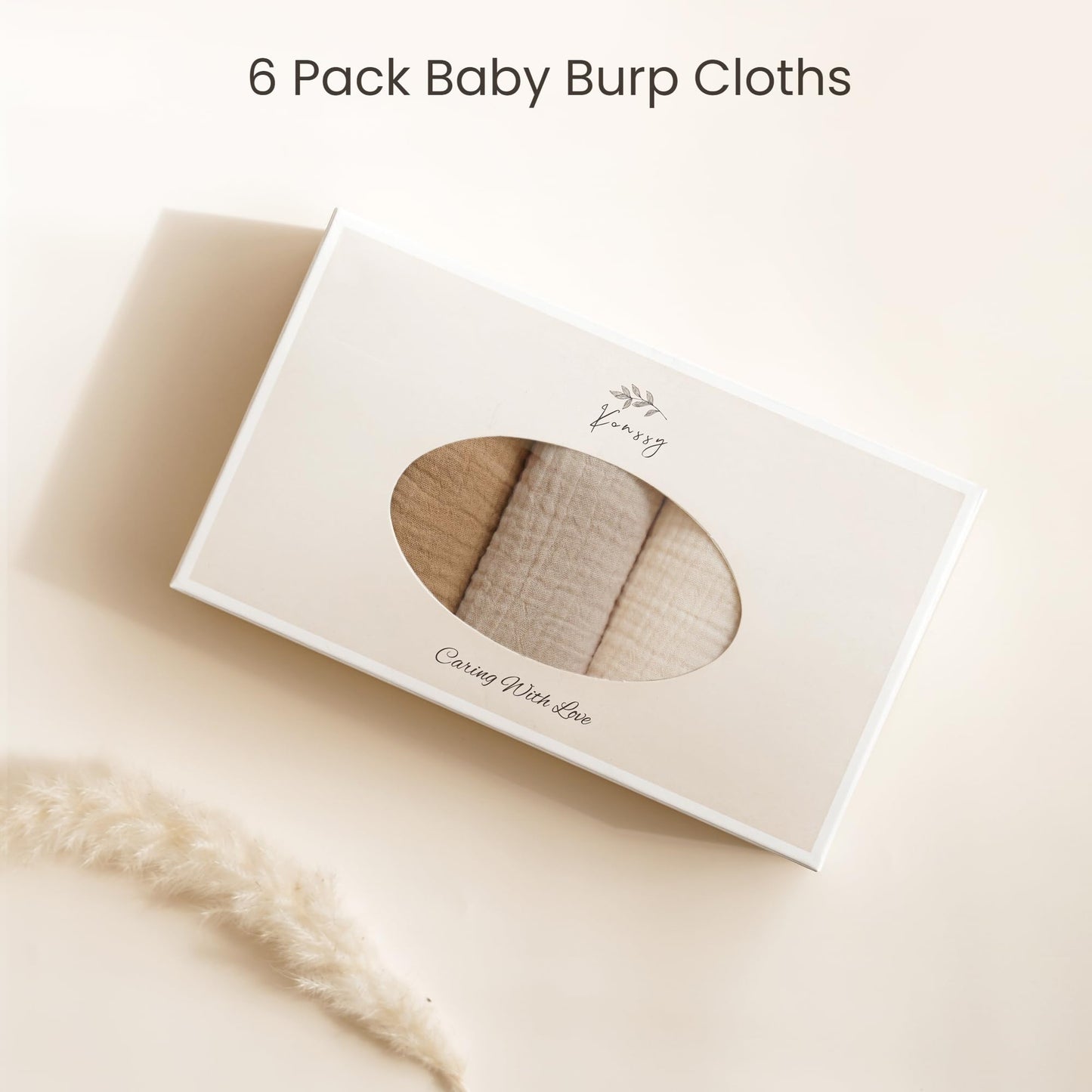 Konssy 6-Pack Muslin Baby Burp Cloths, Large 100% Cotton Burping Clothes, Soft & Absorbent for Newborns, Baby Boys and Girls