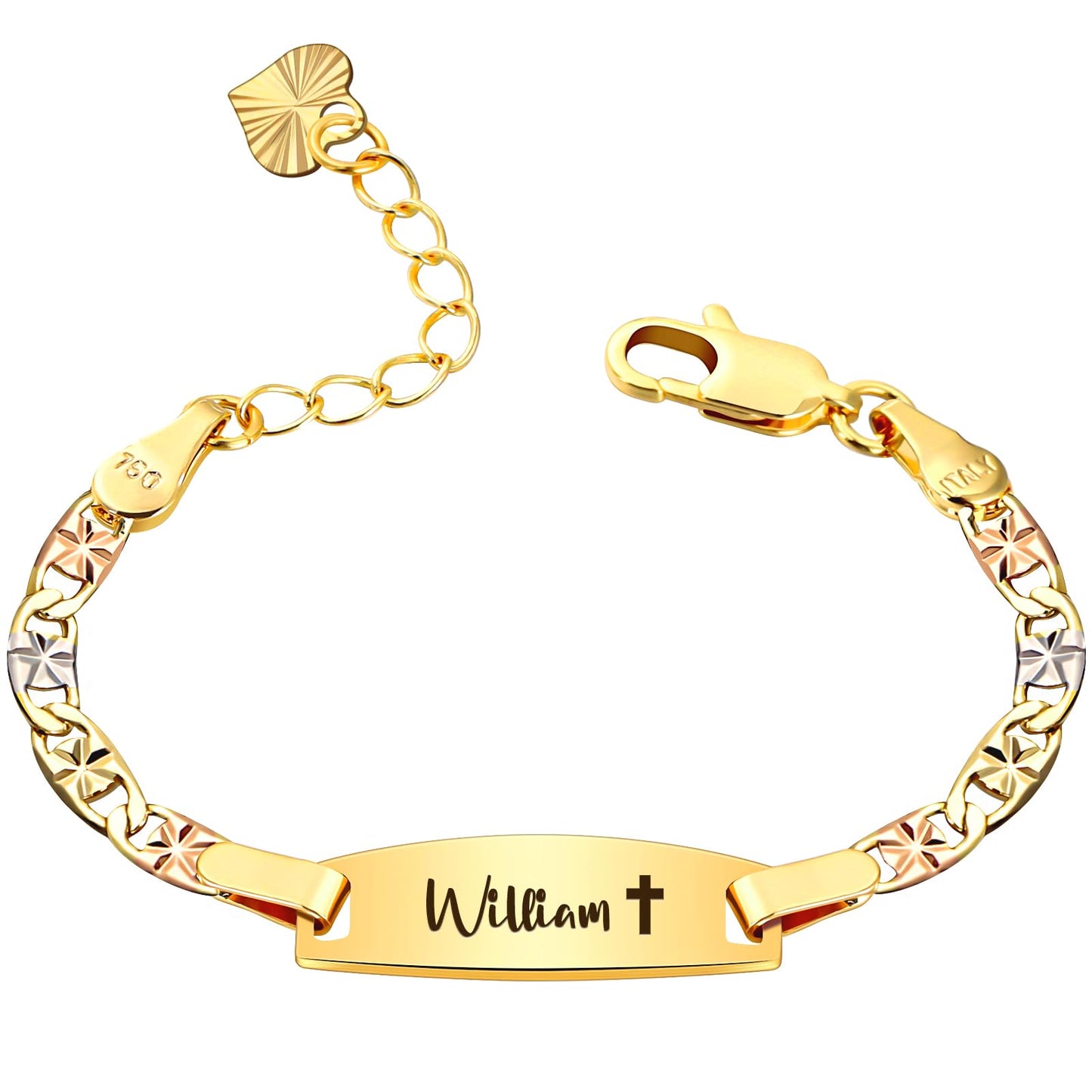 Personalized Baby Name Bracelet, 18K Gold Plated Customized Bracelets Id Protection Bracelet New Born Birthday Gift for Toddler Girls Boys